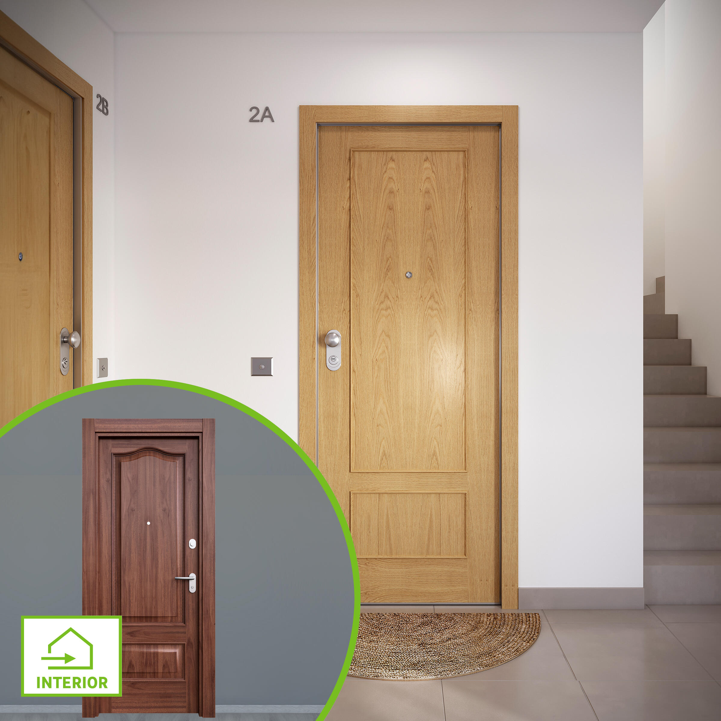 Puerta de entrada acorazada serie omega dos cuadros roble / interior roma provenzal sapelly apertura derecha 204x84cm