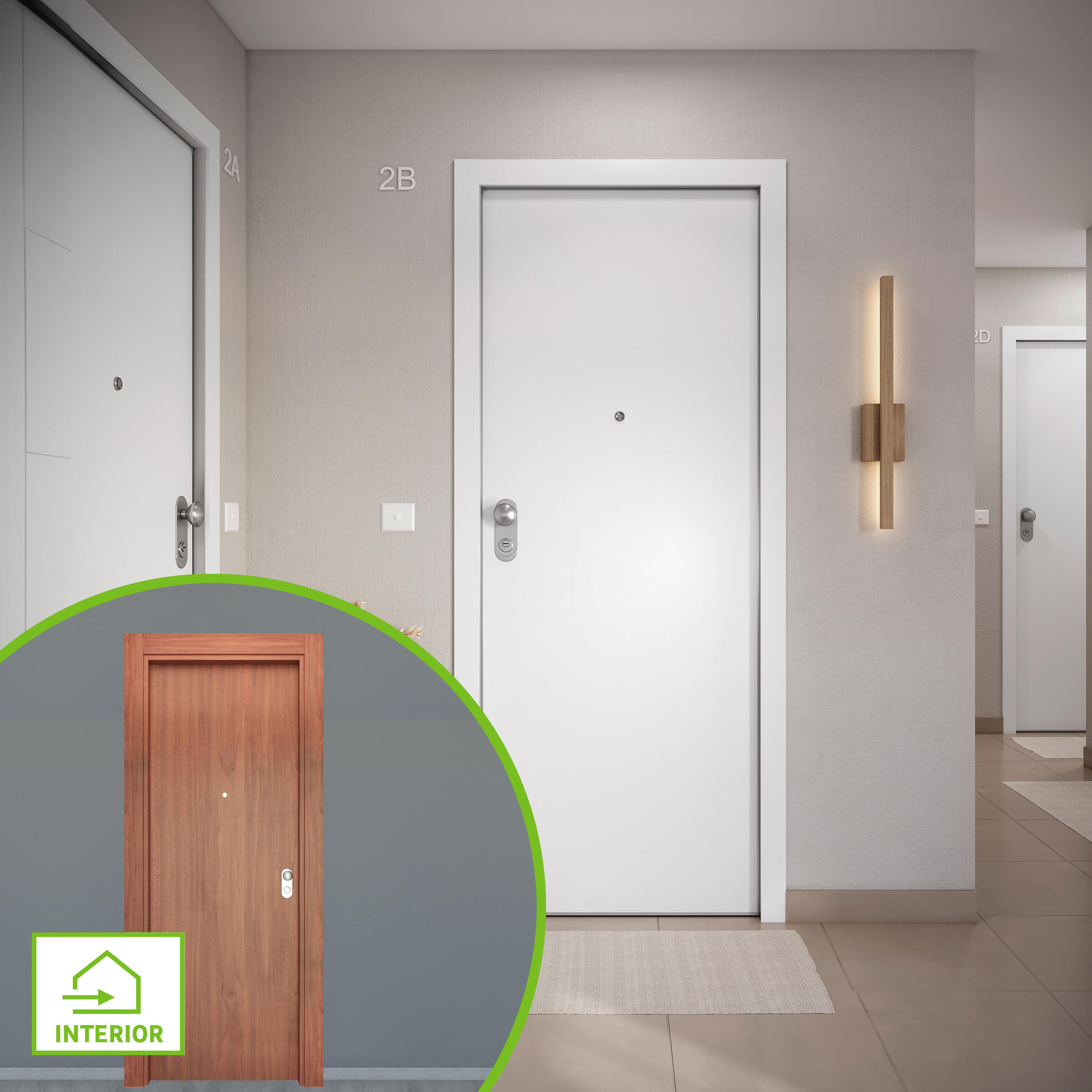 Puerta entrada acorazada omega lisa blanco/lisa sapelly derecha 204x84cm