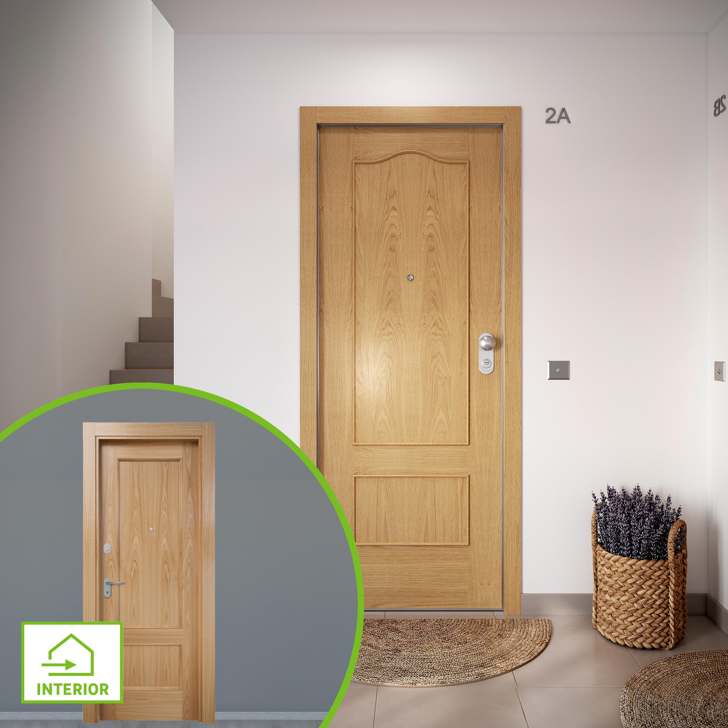 Puerta de entrada acorazada serie omega provenzal roble / interior atenas provenzal roble apertura izquierda 204x84cm