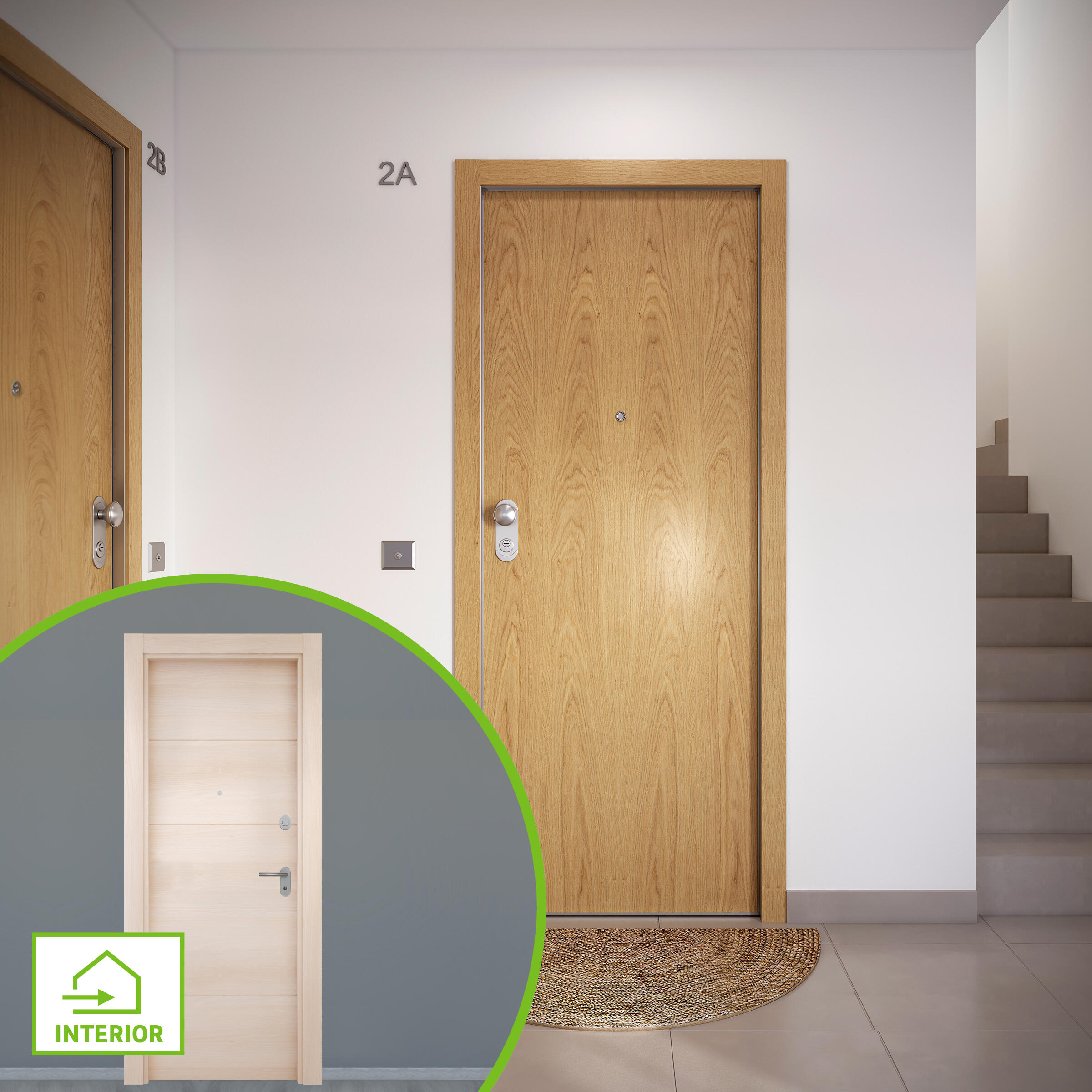 Puerta entrada acorazada omega lisa roble/berna acacia derecha 204x84cm