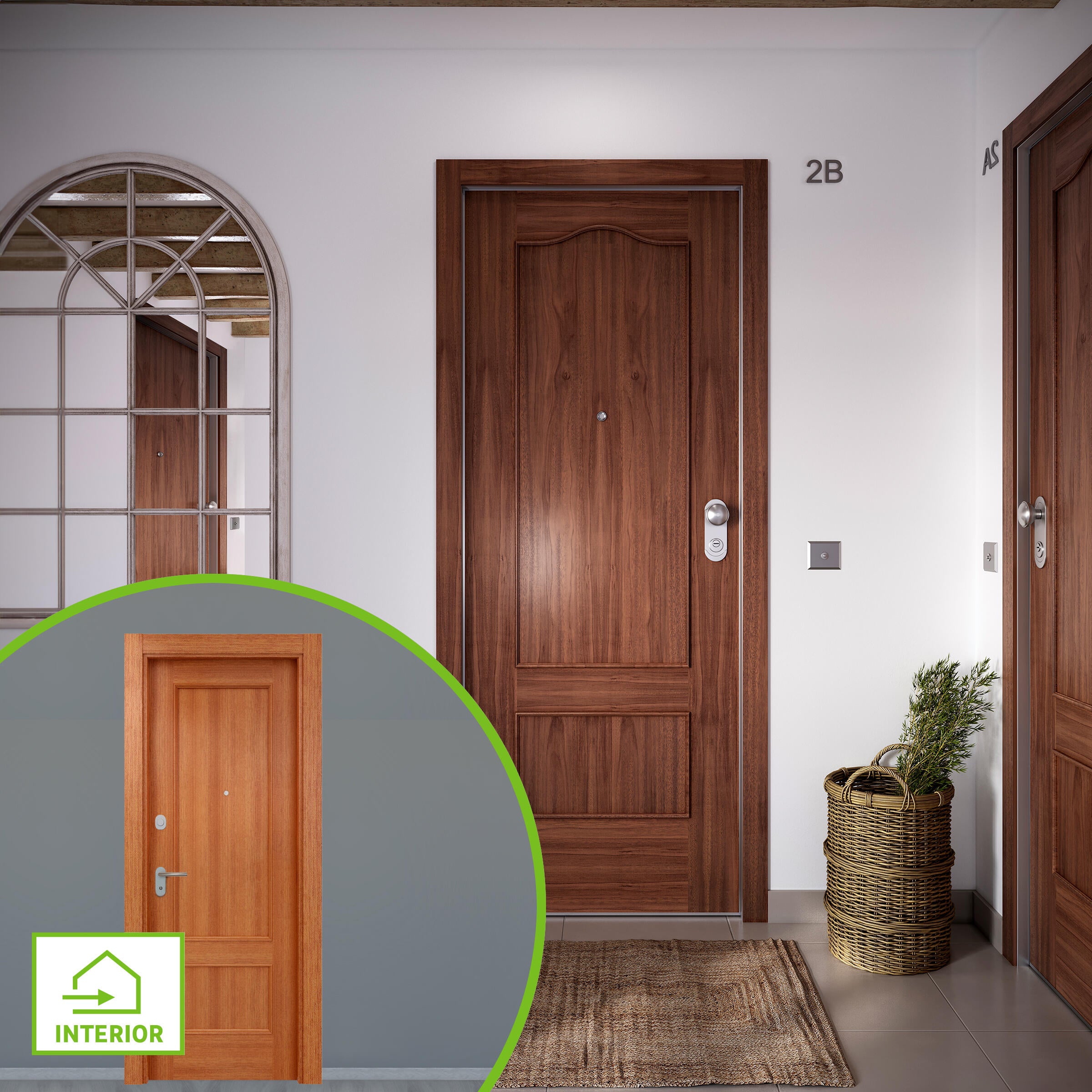 Puerta de entrada acorazada serie omega provenzal sapelly / interior atenas provenzal sapelly apertura izquierda 204x84cm