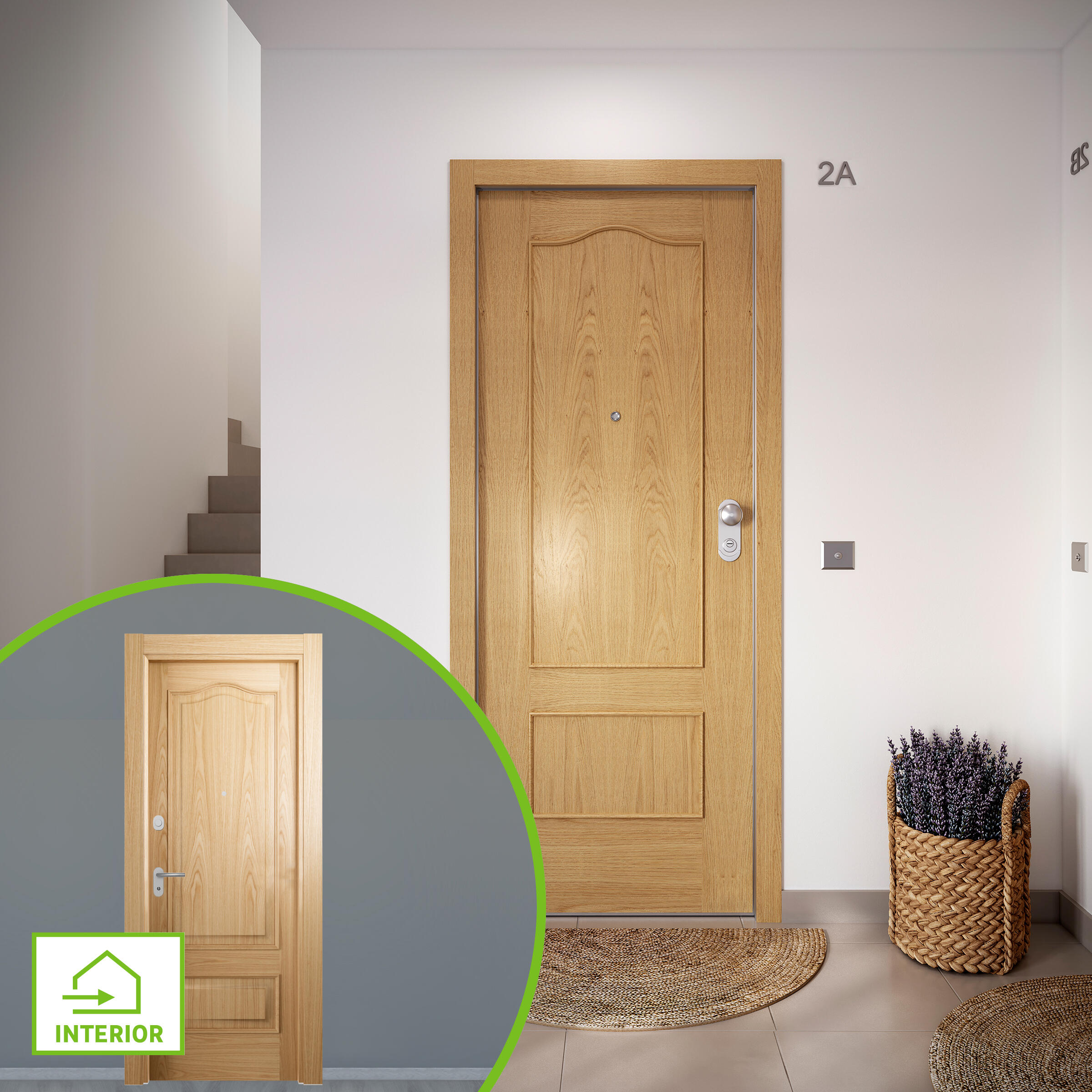 Puerta acorazada omega izquierda provenzal roble/roma roble de 204x84 cm