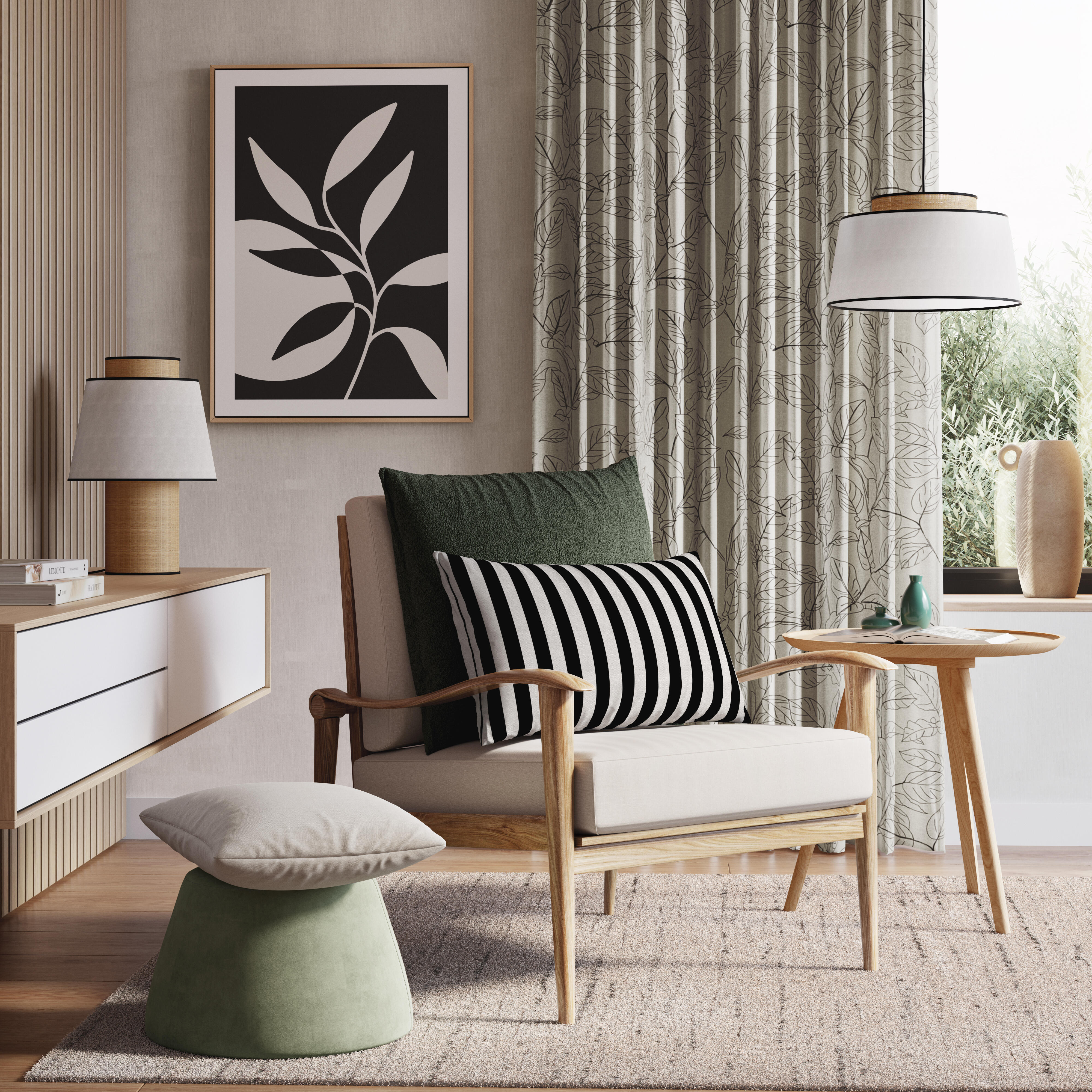 Lámpara de techo colgante de mimbre  blanca 1 luz E27 Yumiha INSPIRE 36 cm - 18