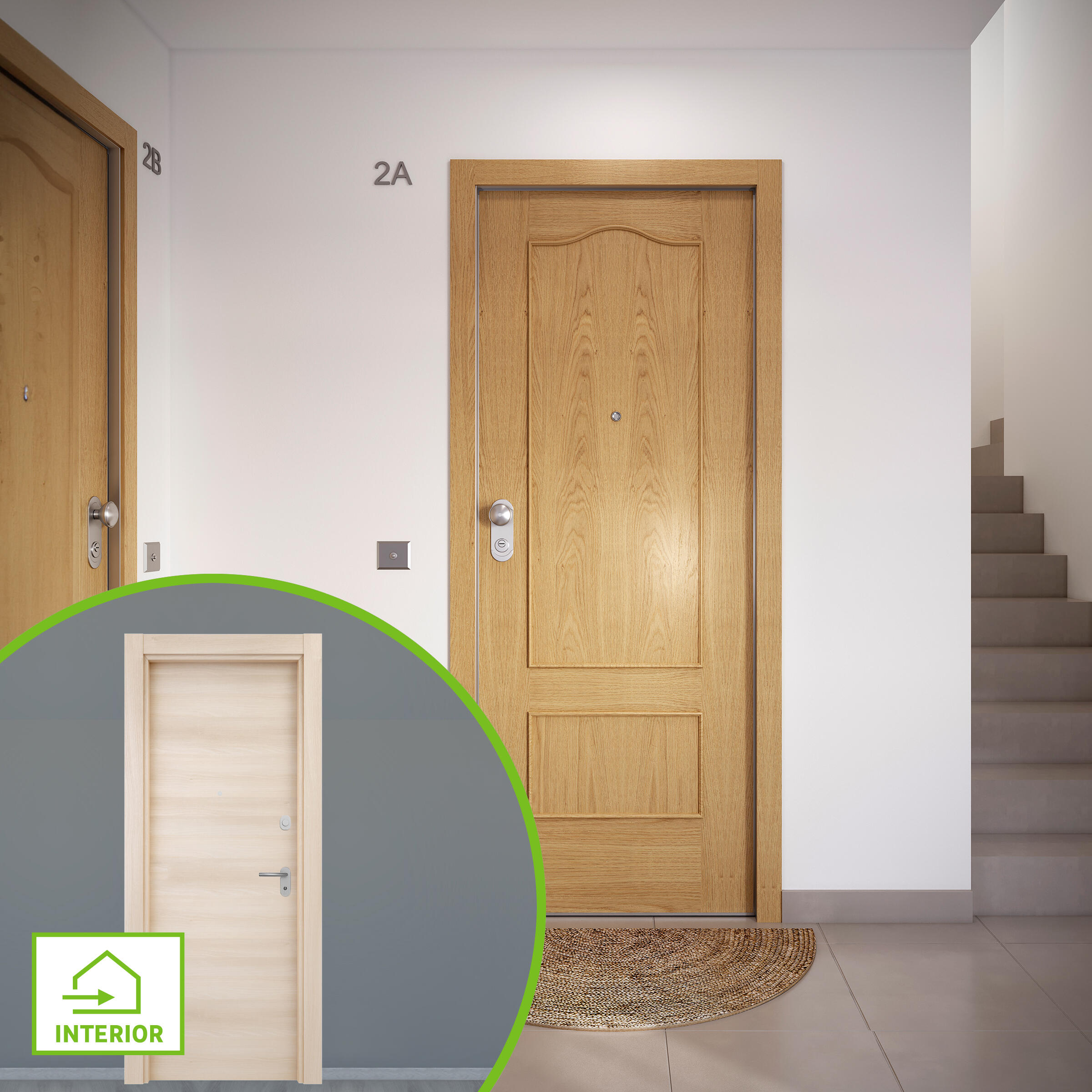 Puerta de entrada acorazada serie omega provenzal roble / interior oslo acacia liso acacia apertura derecha 204x84cm