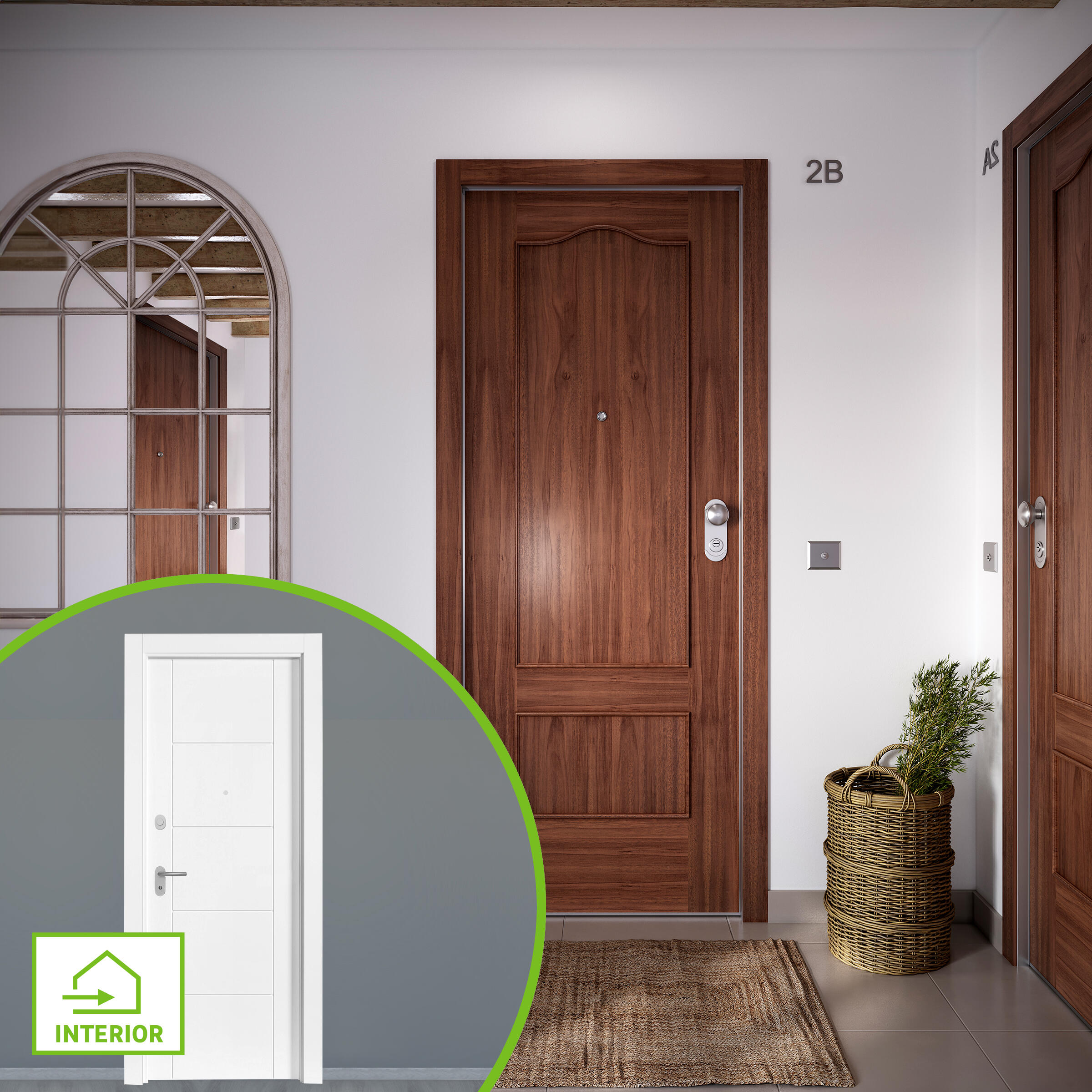 Puerta entrada acorazada omega provenzal sapelly/noruega blanco izda 204x84cm