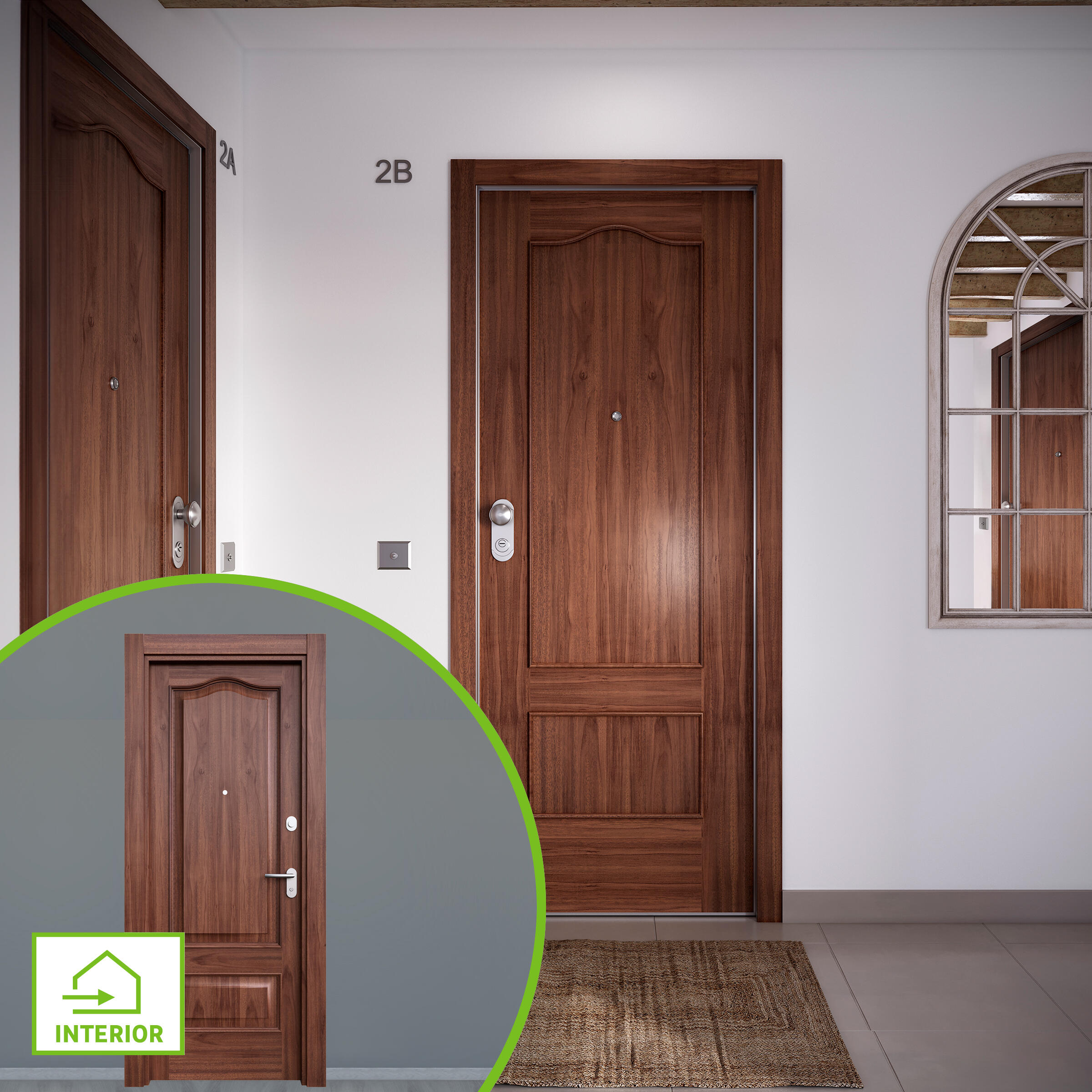 Puerta de entrada acorazada serie omega provenzal sapelly / interior roma provenzal sapelly apertura derecha 204x84cm