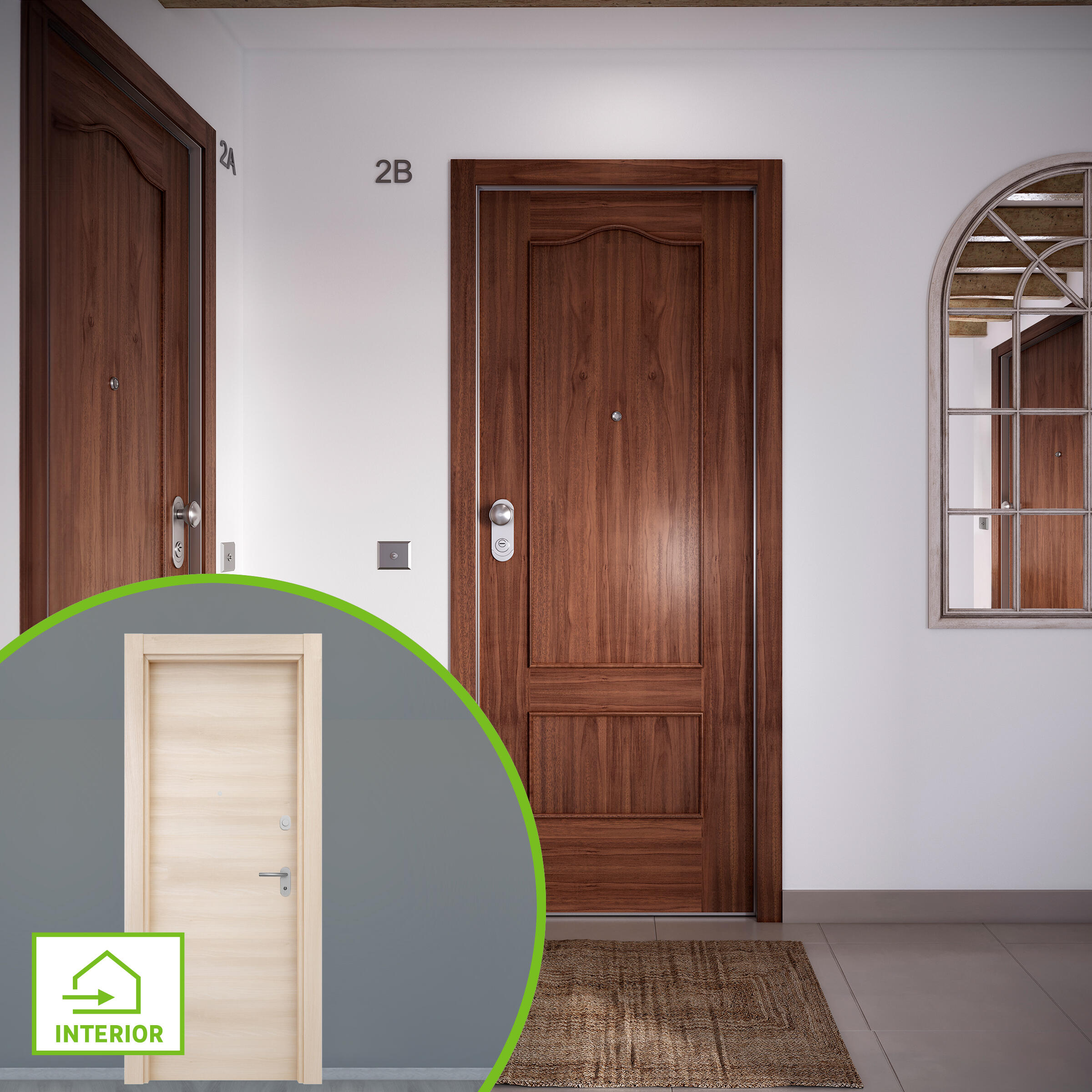 Puerta de entrada acorazada serie omega provenzal sapelly / interior oslo acacia liso acacia apertura derecha 204x84cm