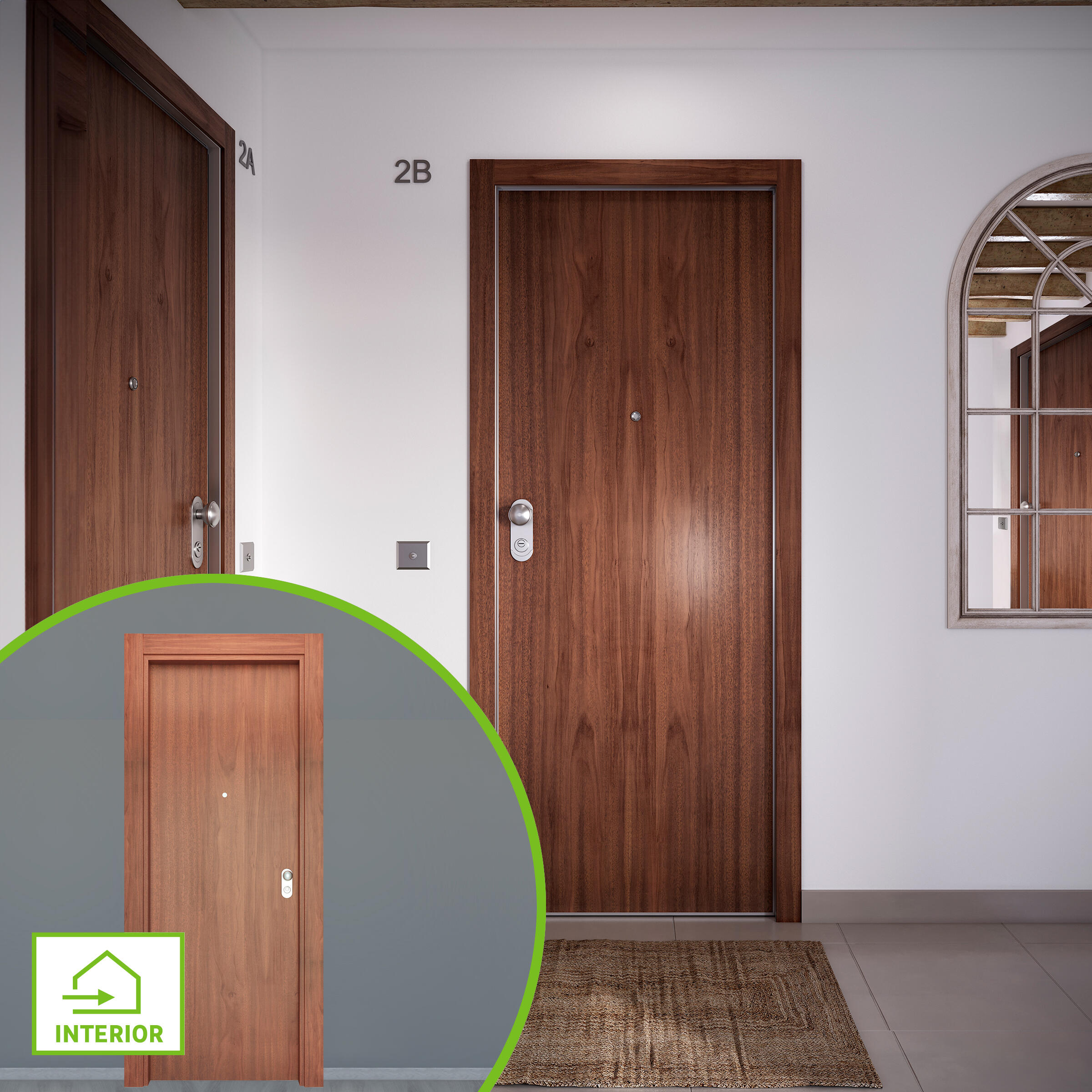 Puerta de entrada acorazada serie omega liso sapelly / interior liso sapelly apertura derecha 204x84cm