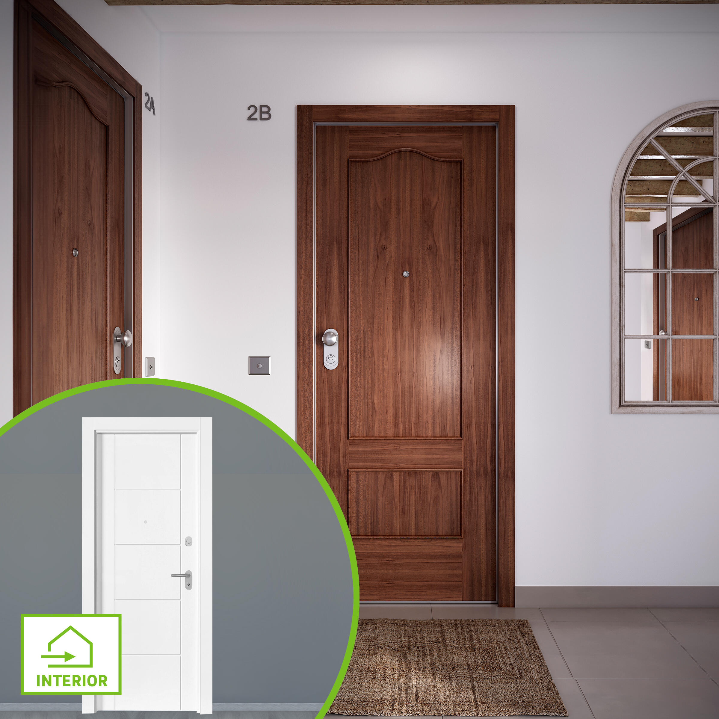 Puerta de entrada acorazada serie omega provenzal sapelly / interior noruega fresada blanco apertura derecha 204x84cm