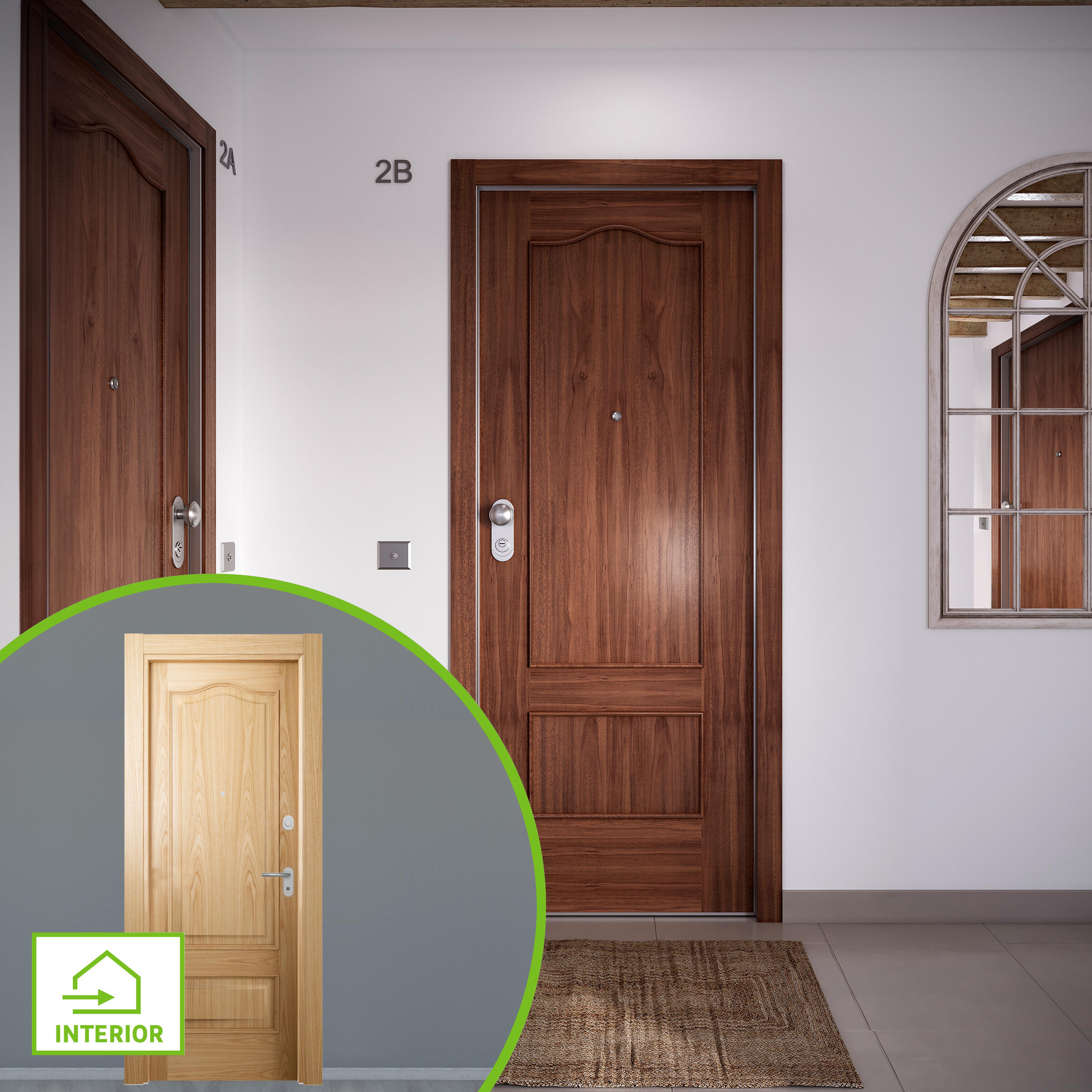 Puerta de entrada acorazada serie omega provenzal sapelly / interior roma provenzal roble apertura derecha 204x84cm