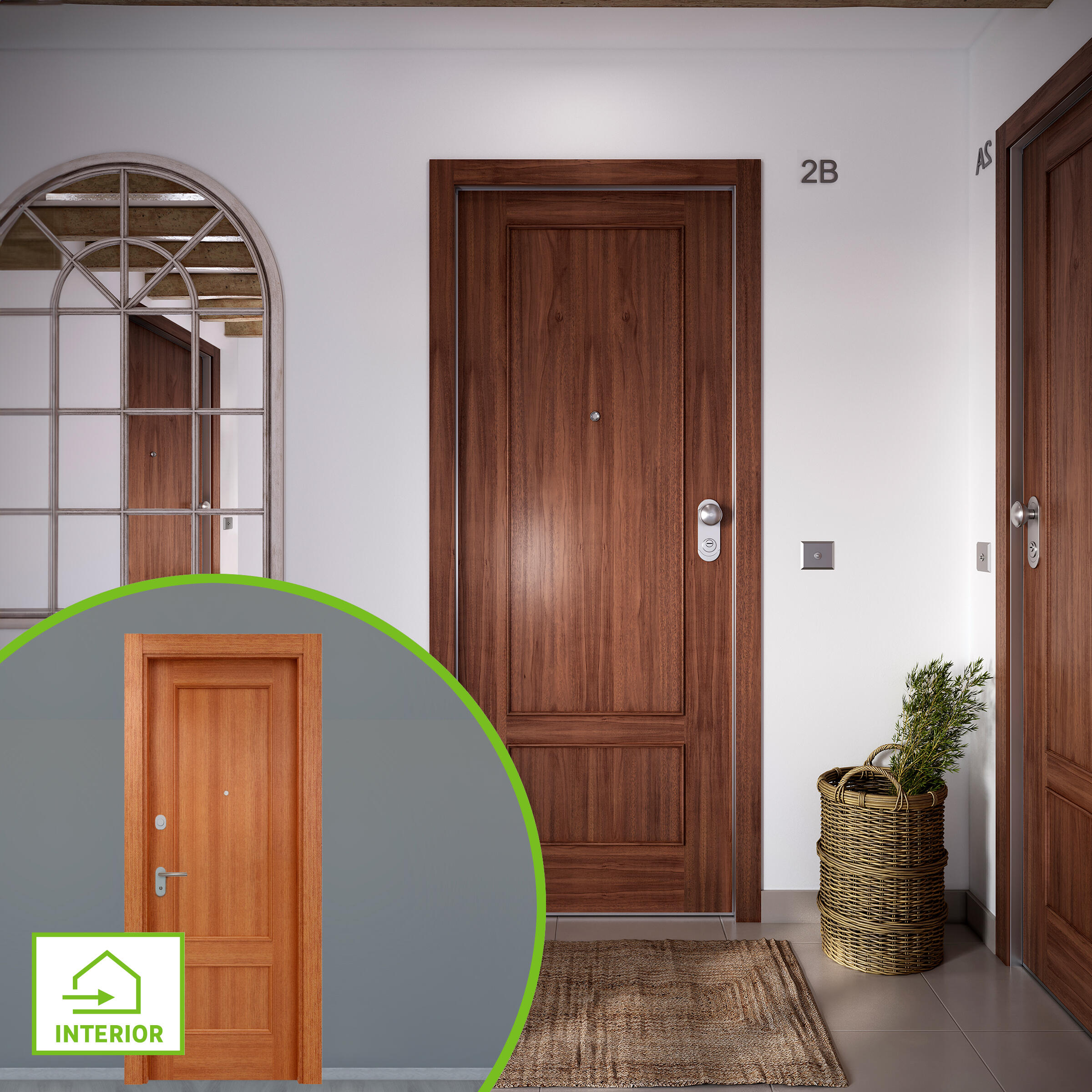 Puerta de entrada acorazada serie omega dos cuadros sapelly / interior atenas provenzal sapelly apertura izquierda 204x84cm