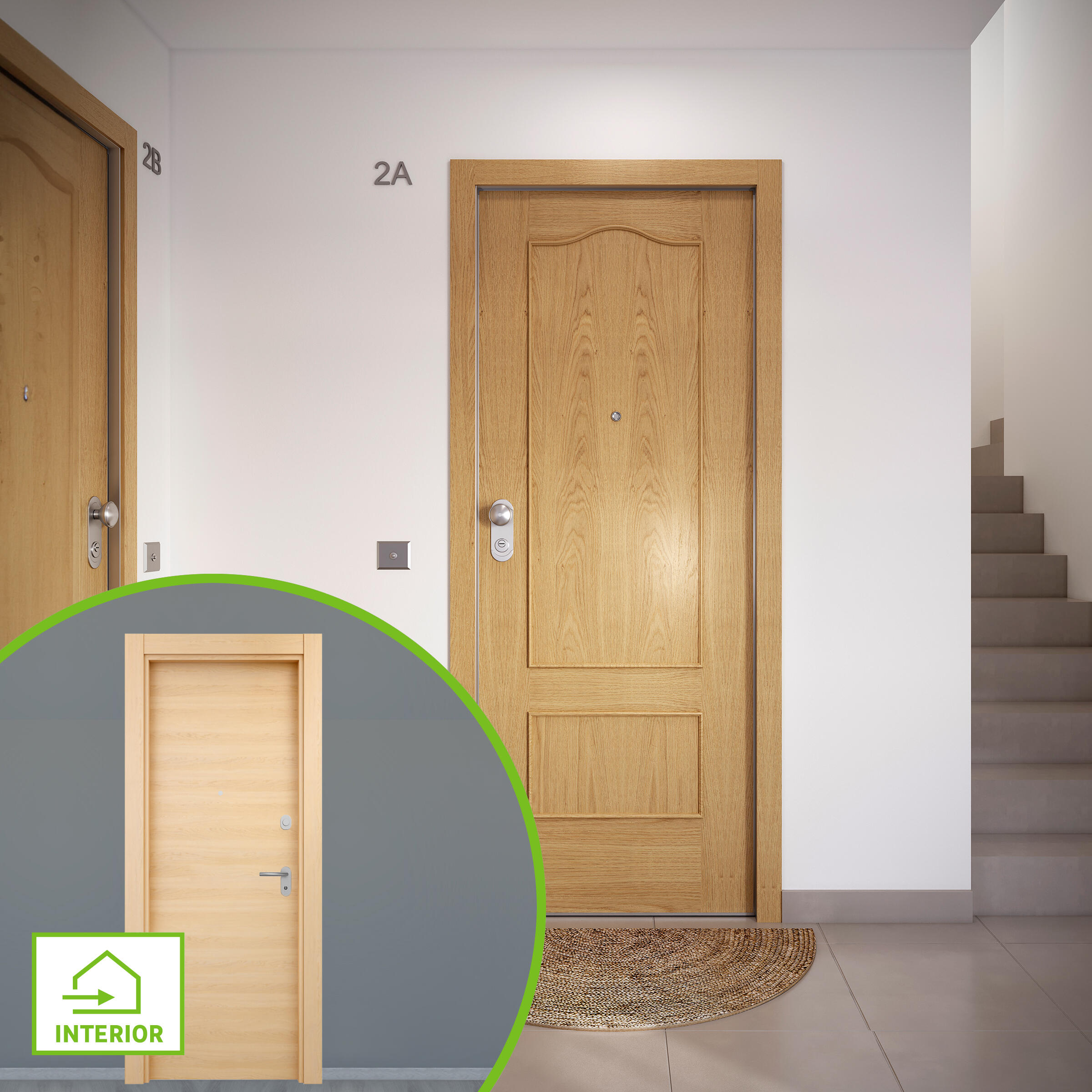 Puerta de entrada acorazada serie omega provenzal roble / interior oslo roble miel liso roble claro apertura derecha 204x84cm
