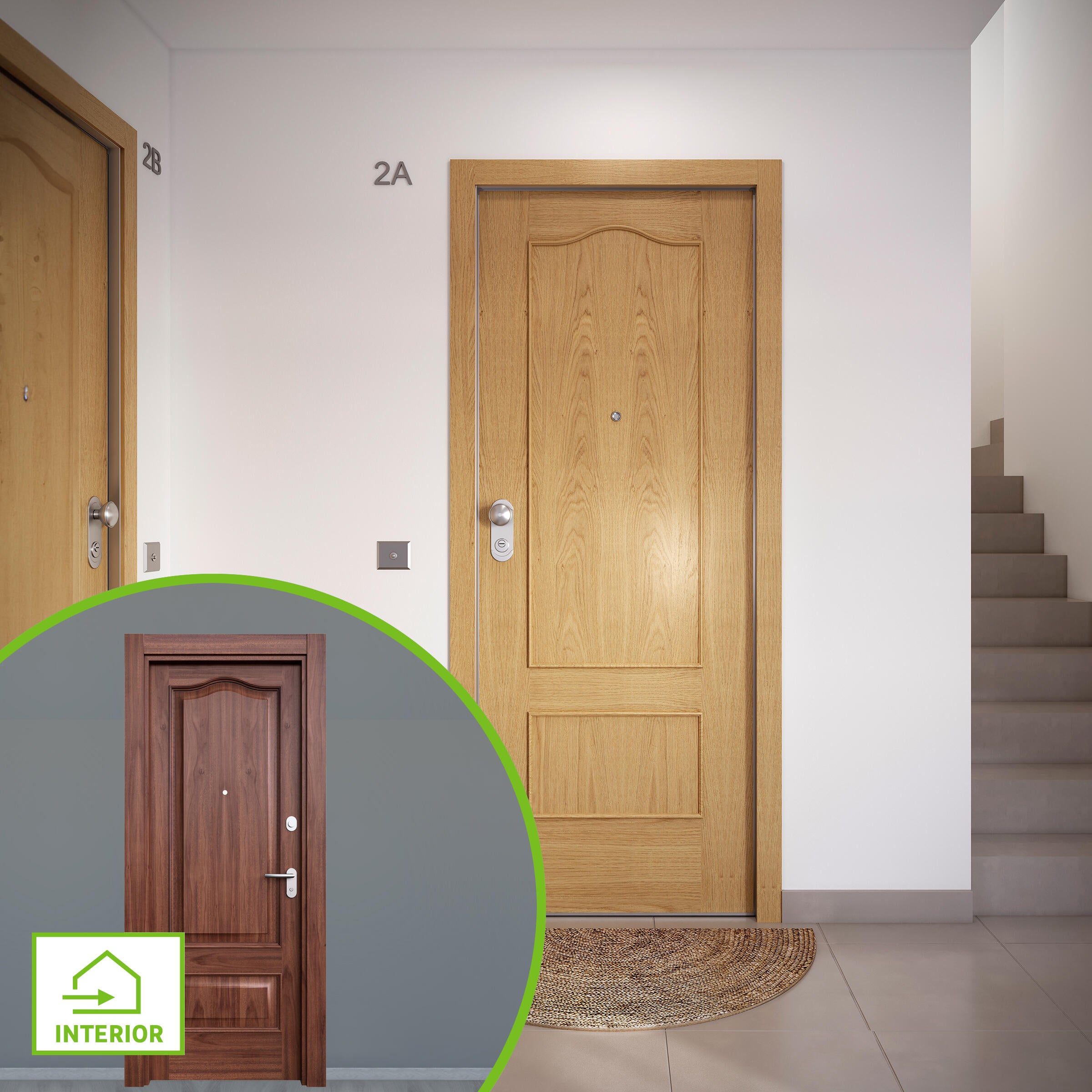 Puerta de entrada acorazada serie omega provenzal roble / interior roma provenzal sapelly apertura derecha 204x84cm