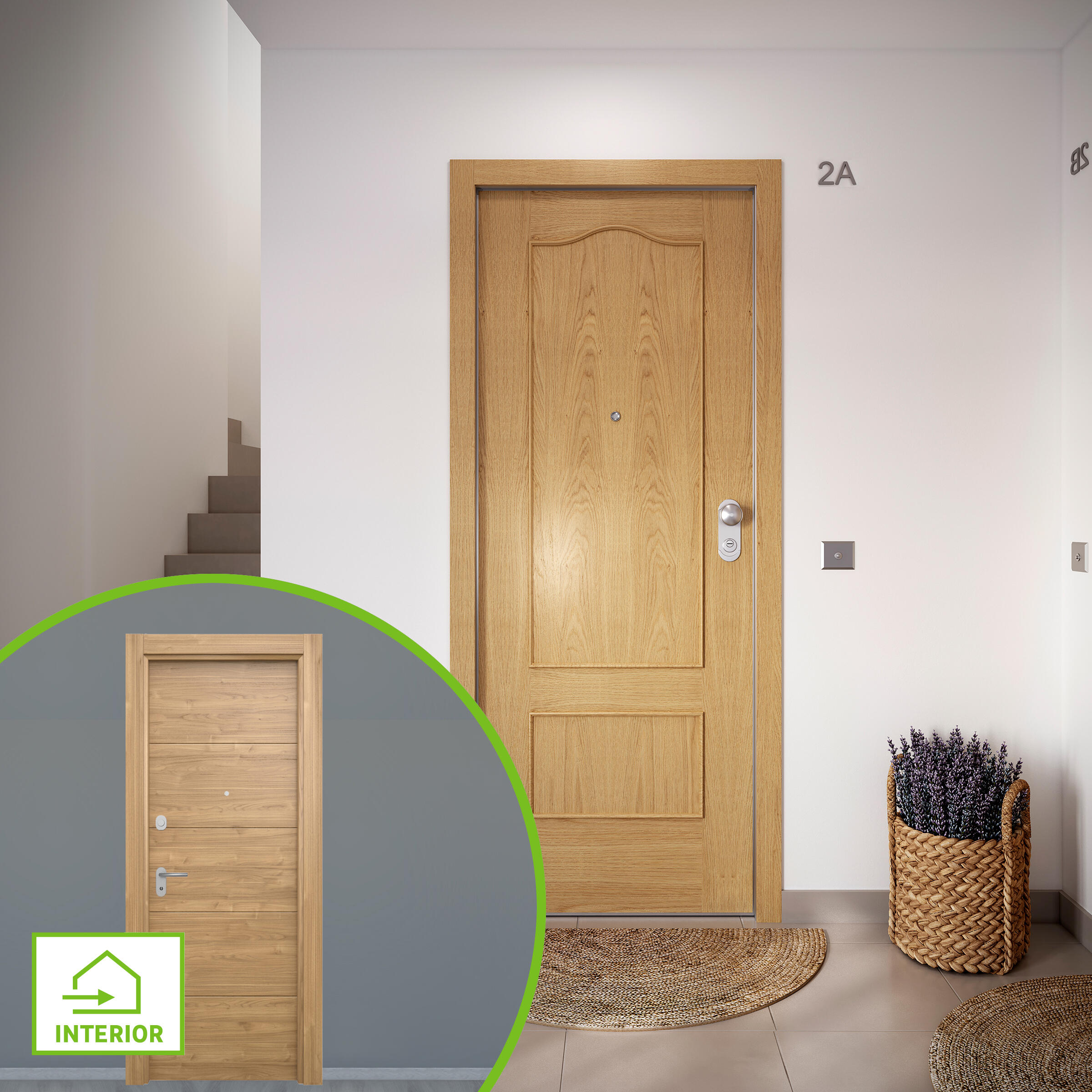 Puerta de entrada acorazada serie omega provenzal roble / interior berna slow fresada nogal apertura izquierda 204x84cm