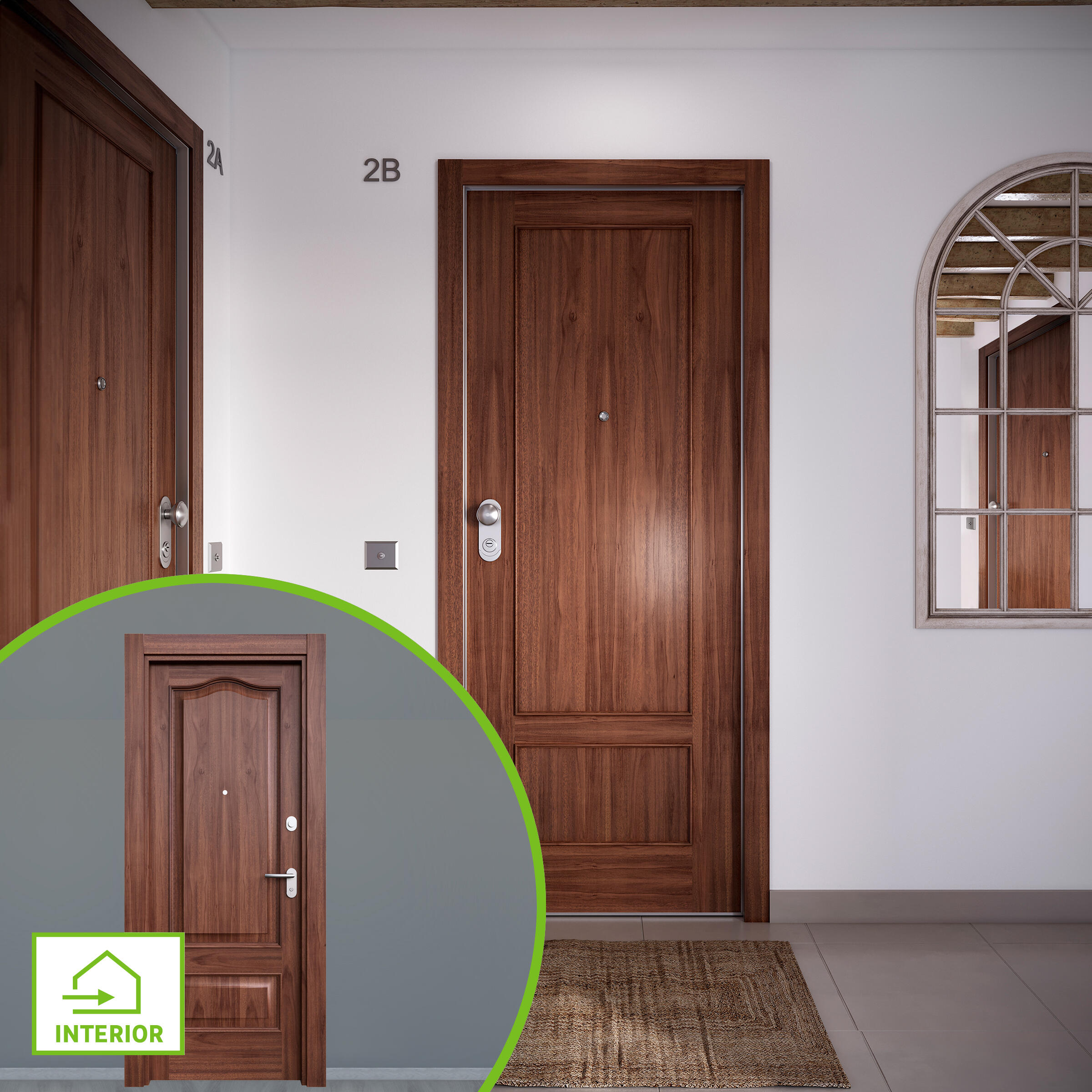 Puerta de entrada acorazada serie omega dos cuadros sapelly / interior roma provenzal sapelly apertura derecha 204x84cm