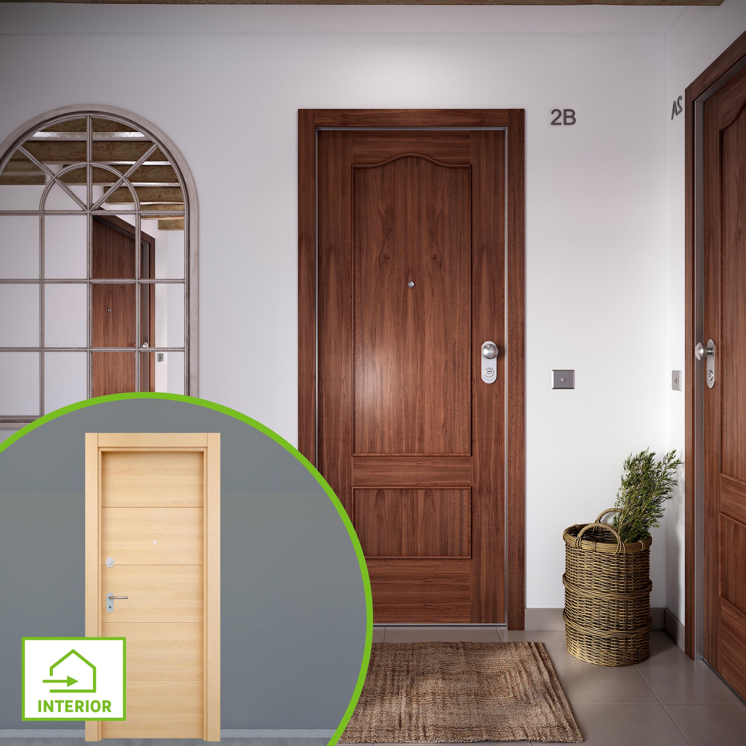 Puerta de entrada acorazada serie omega provenzal sapelly / interior berna fresada roble claro apertura izquierda 204x84cm