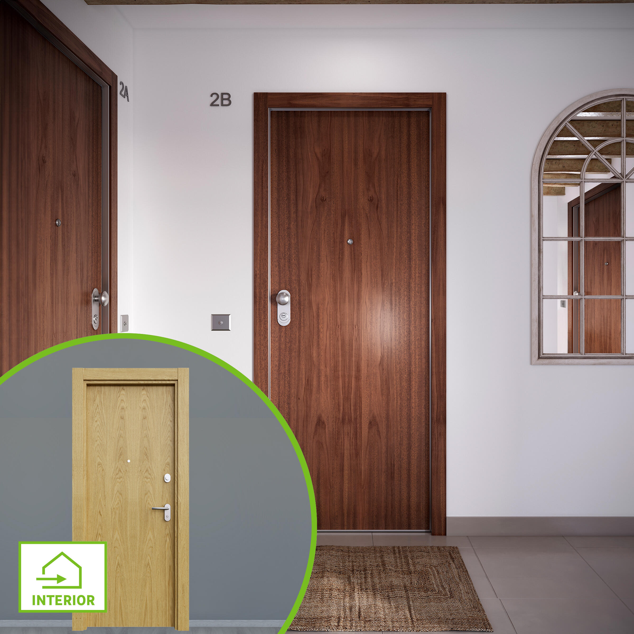 Puerta entrada acorazada omega lisa sapelly/lisa roble derecha 204x84cm