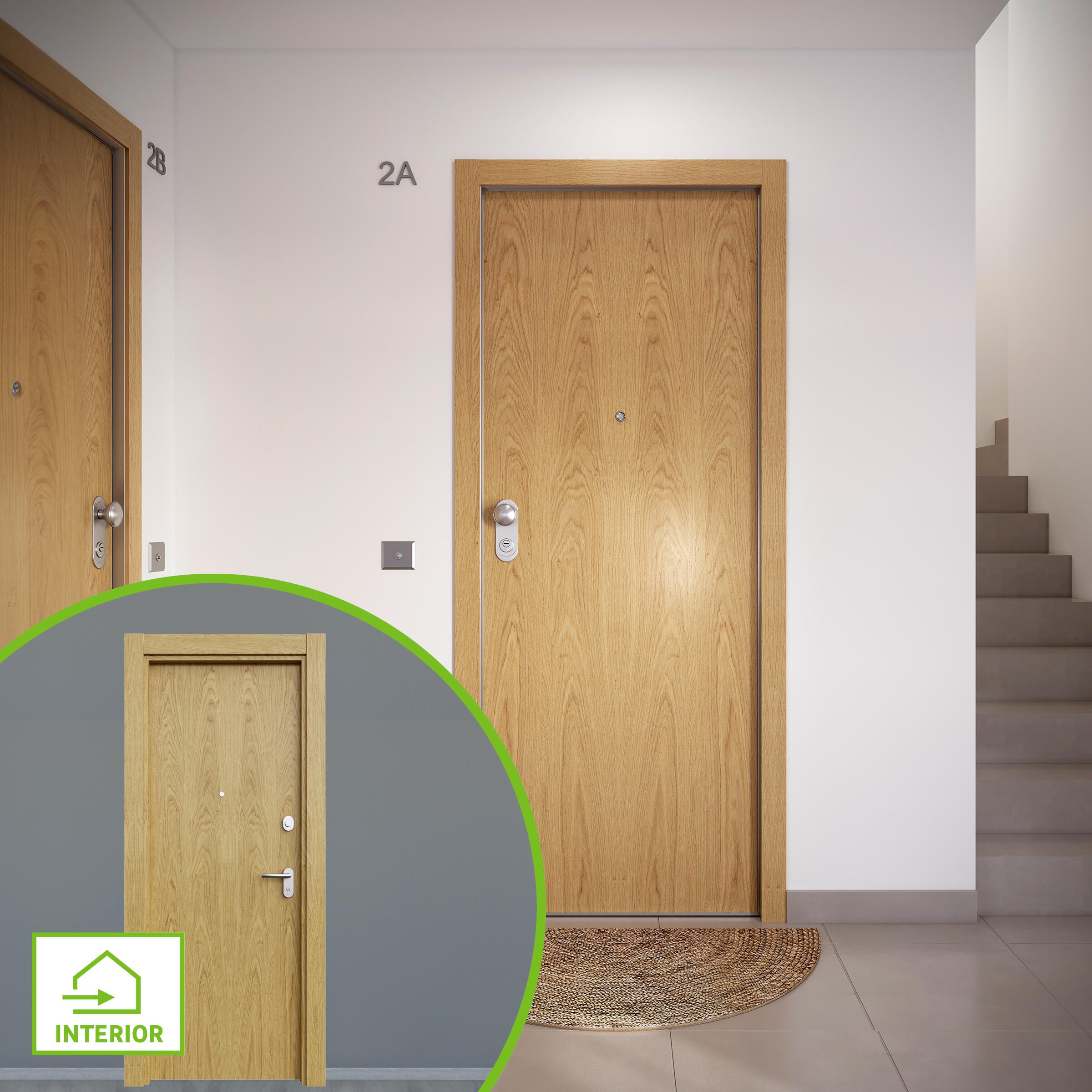 Puerta entrada acorazada omega lisa roble/lisa roble derecha 204x84cm