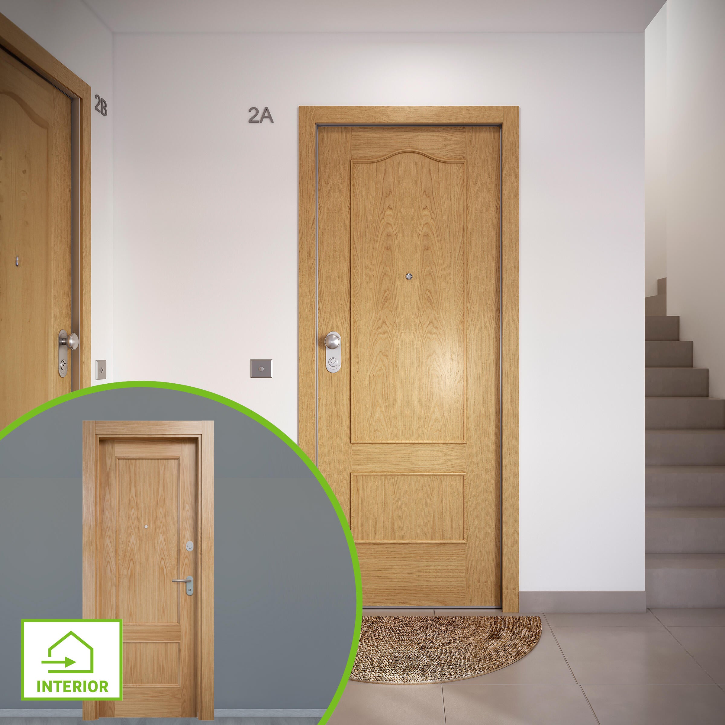 Puerta de entrada acorazada serie omega provenzal roble / interior atenas provenzal roble apertura derecha 204x84cm