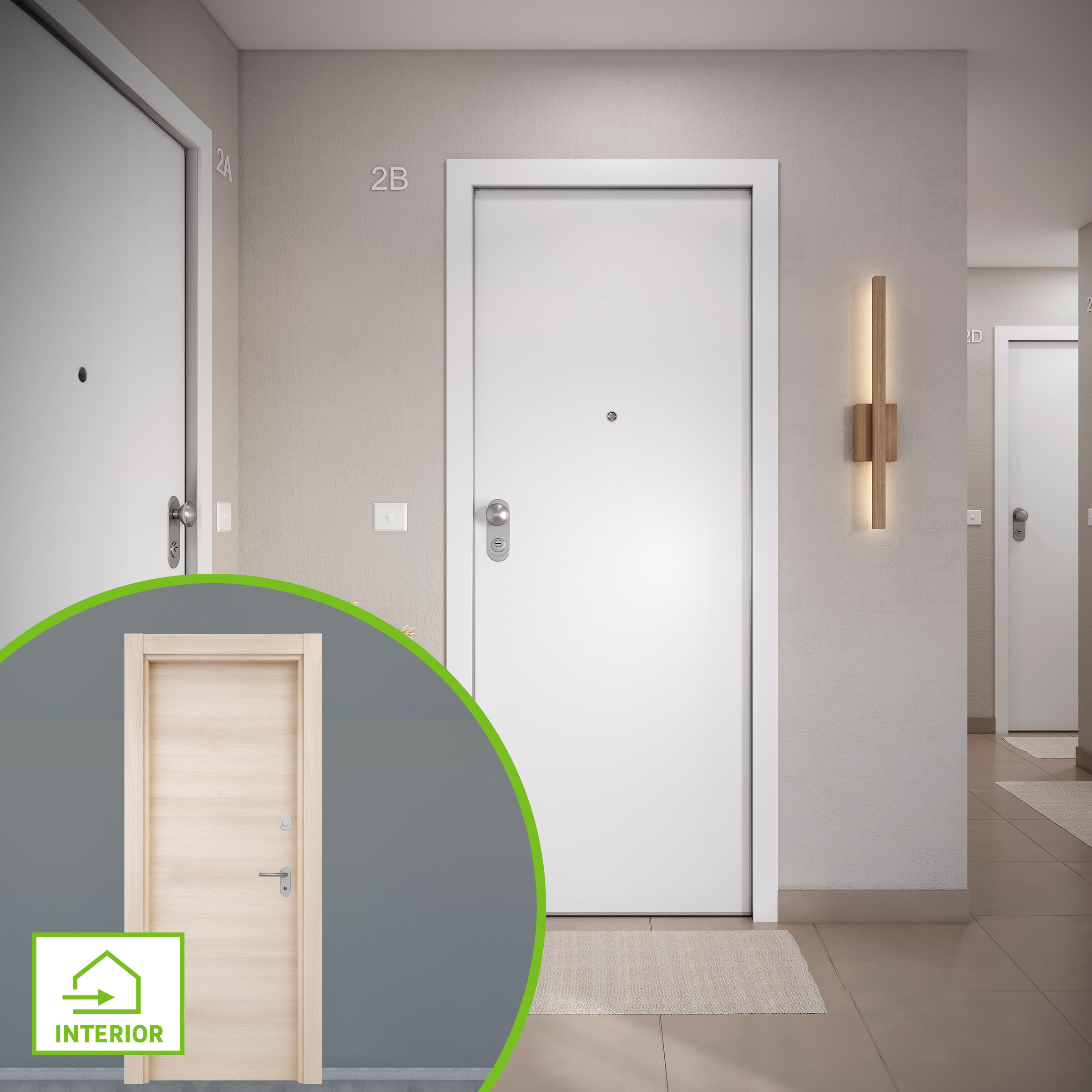 Puerta entrada acorazada omega lisa blanco/oslo acacia derecha 204x84cm