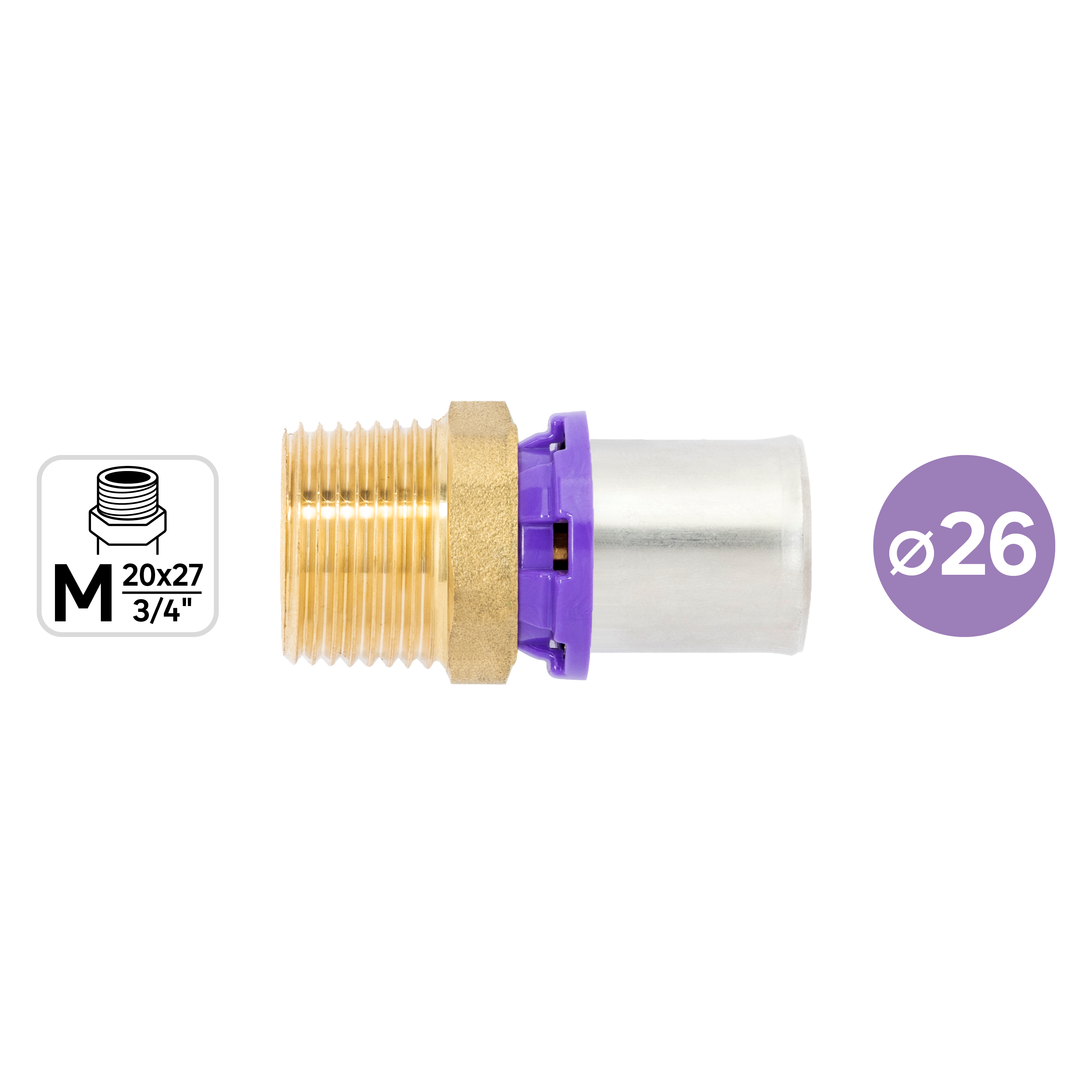 Manicotto per tubo 180° EQUATION in ottone M3/4