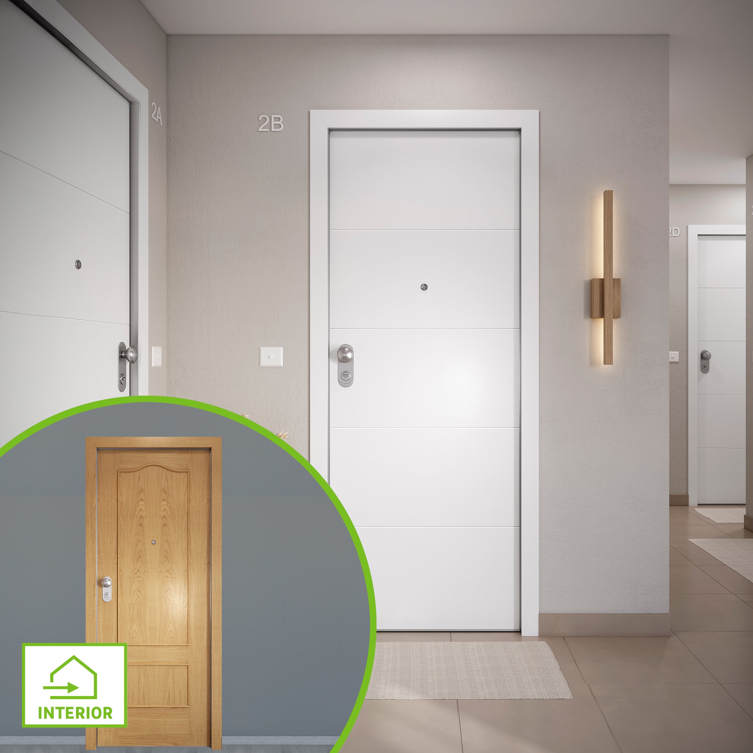 Puerta entrada acorazada omega lucerna blanco/atenas blanco izda 204x84cm