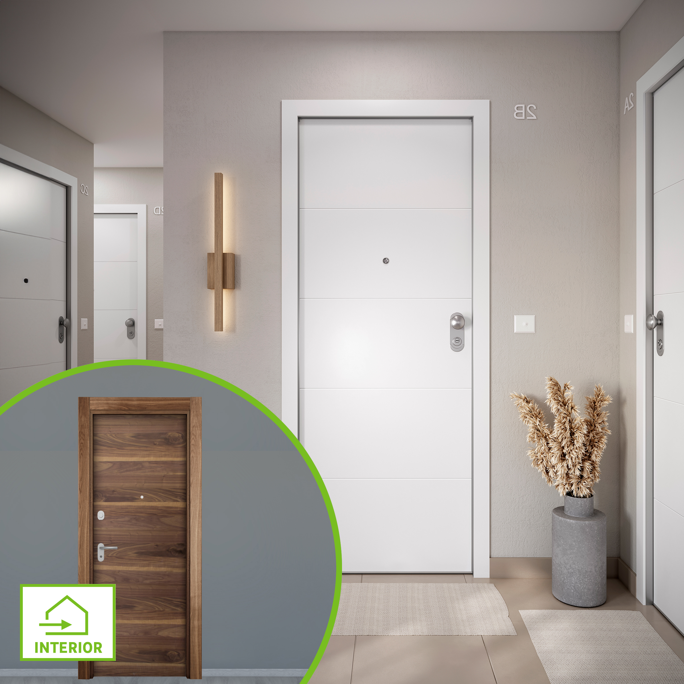 Puerta entrada acorazada omega lucerna blanco/oboe izquierda 204x84cm