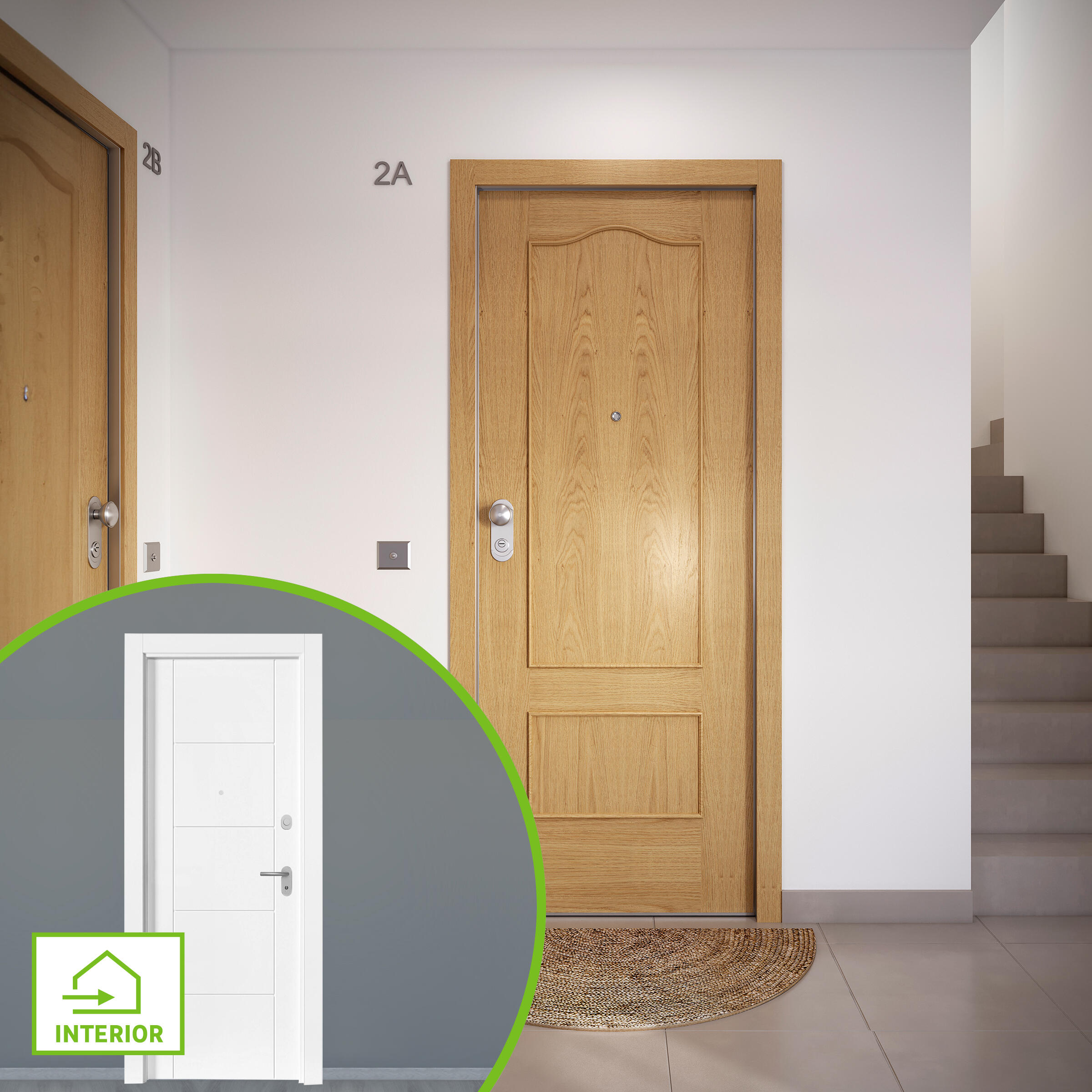 Puerta de entrada acorazada serie omega provenzal roble / interior noruega fresada blanco apertura derecha 204x84cm