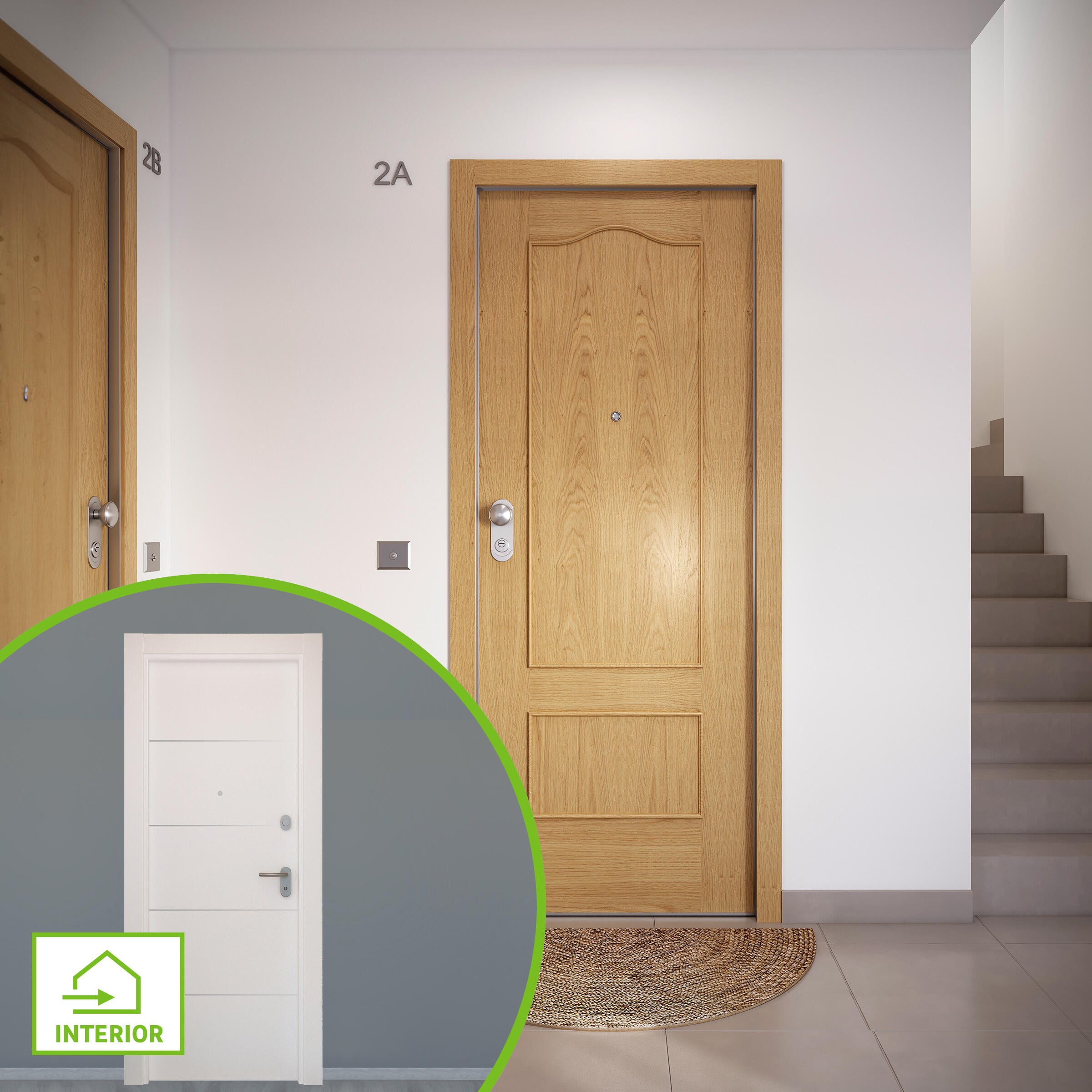 Puerta de entrada acorazada serie omega provenzal roble / interior lucerna fresada blanco apertura derecha 204x84cm