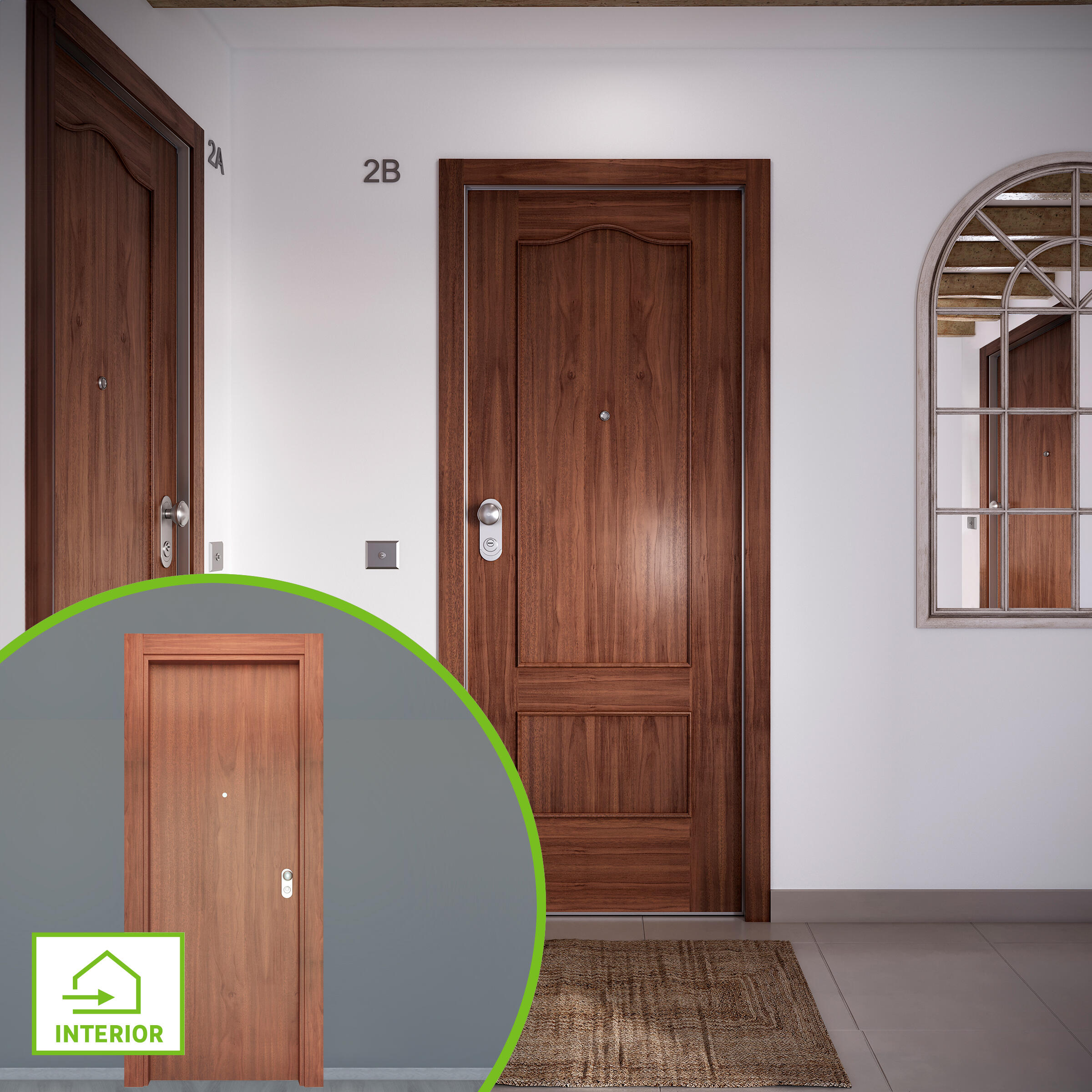 Puerta de entrada acorazada serie omega provenzal sapelly / interior liso sapelly apertura derecha 204x84cm