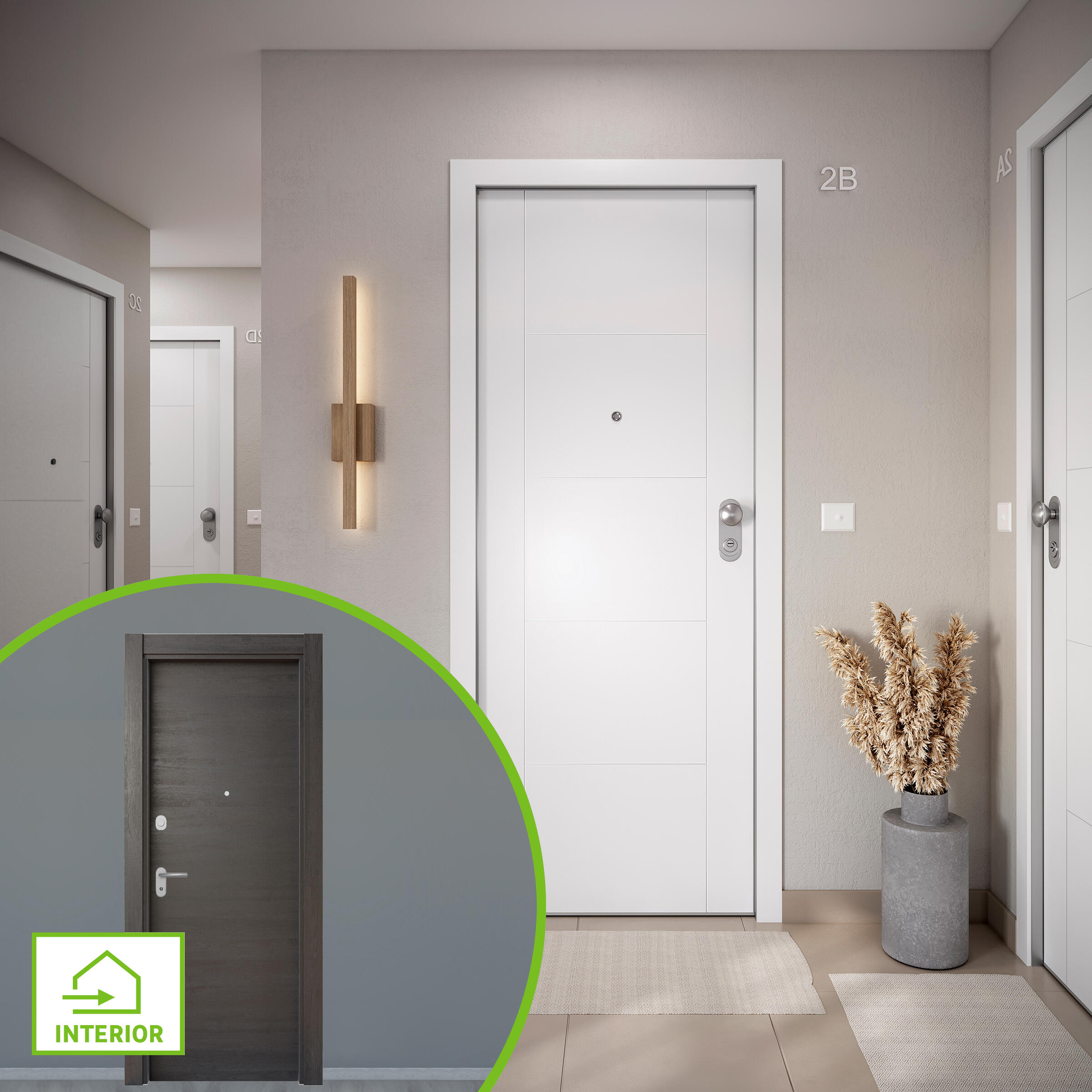 Puerta entrada acorazada omega noruega blanco/oslo azabache izda 204x84cm