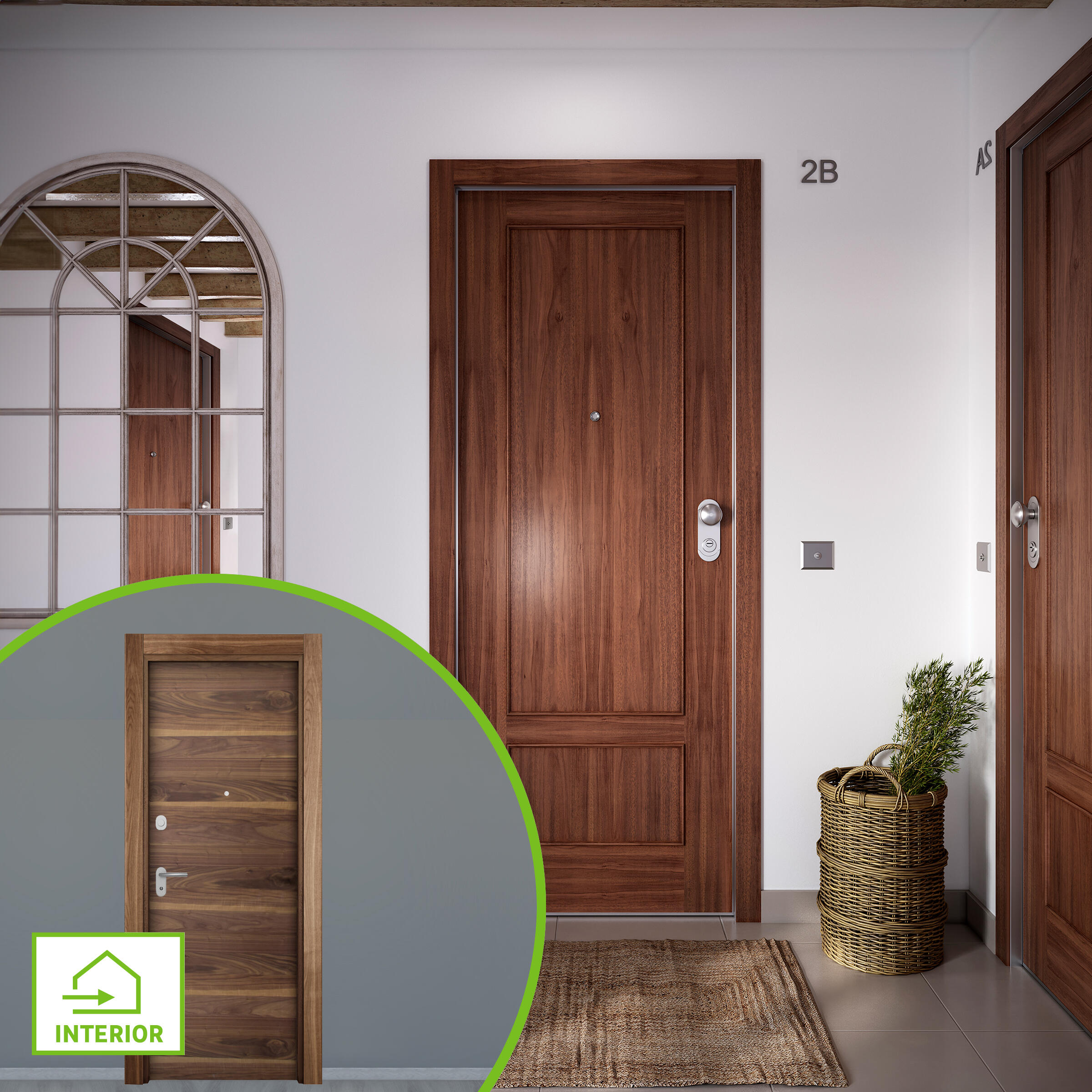 Puerta entrada acorazada omega 2 cuadros sapelly/oboe izquierda 204x84cm