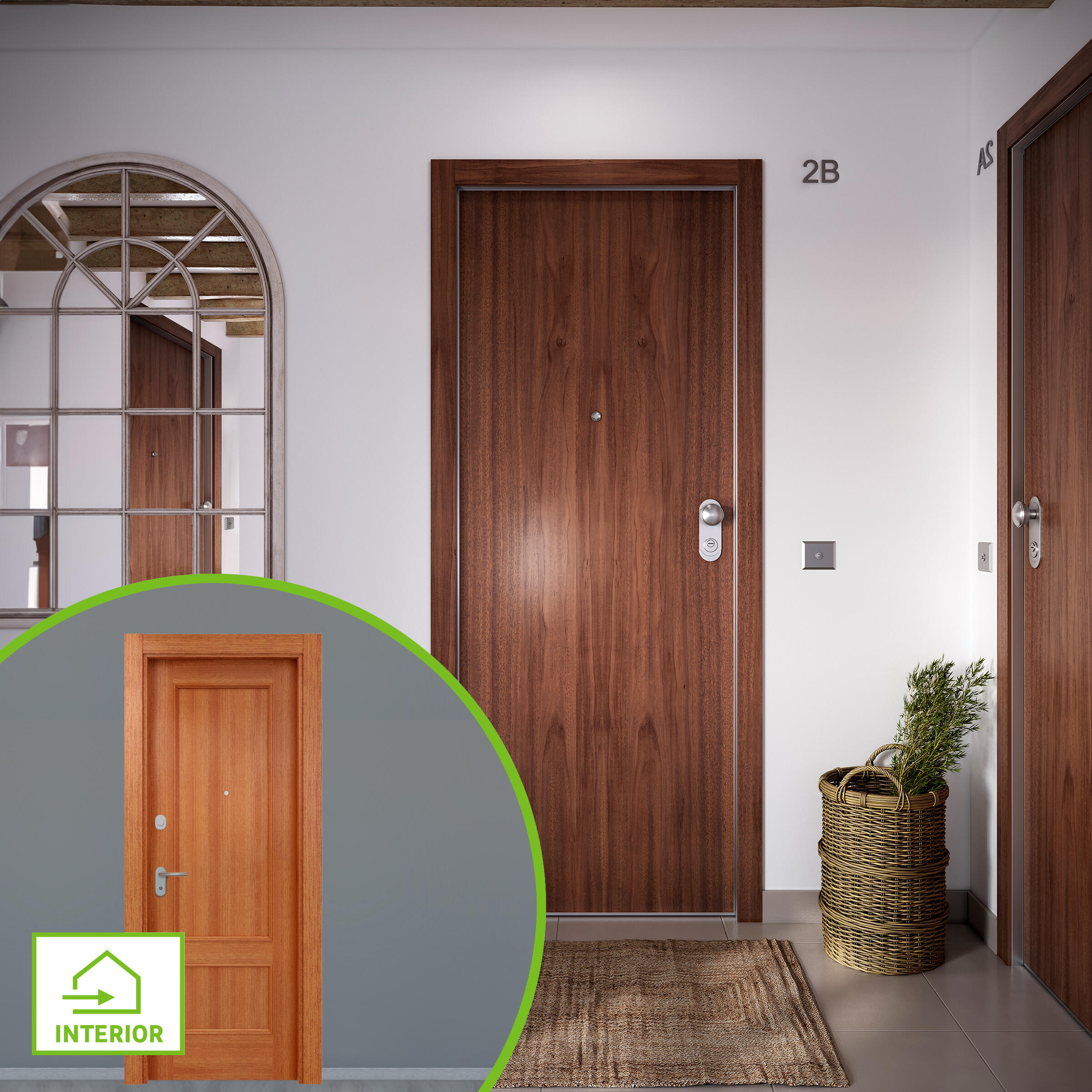 Puerta de entrada acorazada serie omega liso sapelly / interior atenas provenzal sapelly apertura izquierda 204x84cm