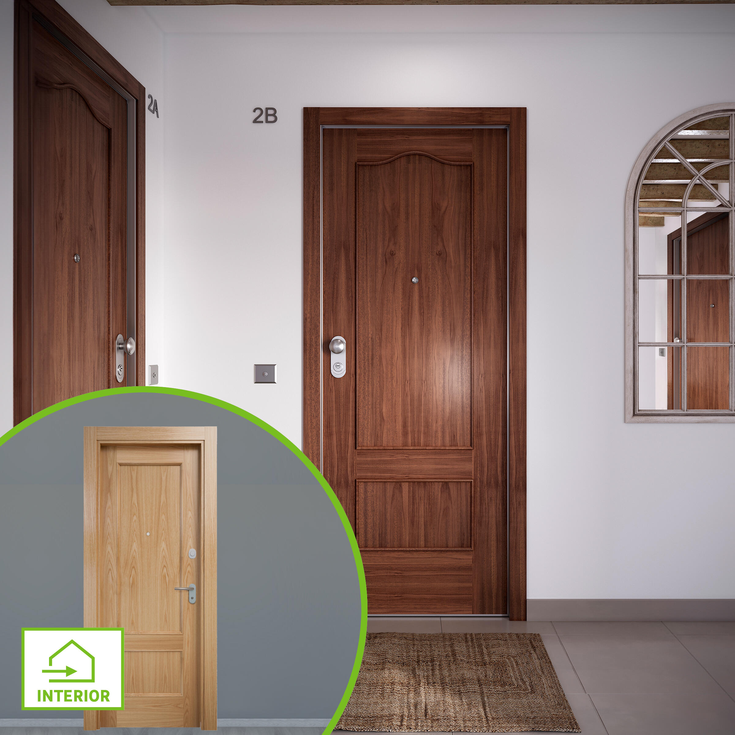 Puerta de entrada acorazada serie omega provenzal sapelly / interior atenas provenzal roble apertura derecha 204x84cm