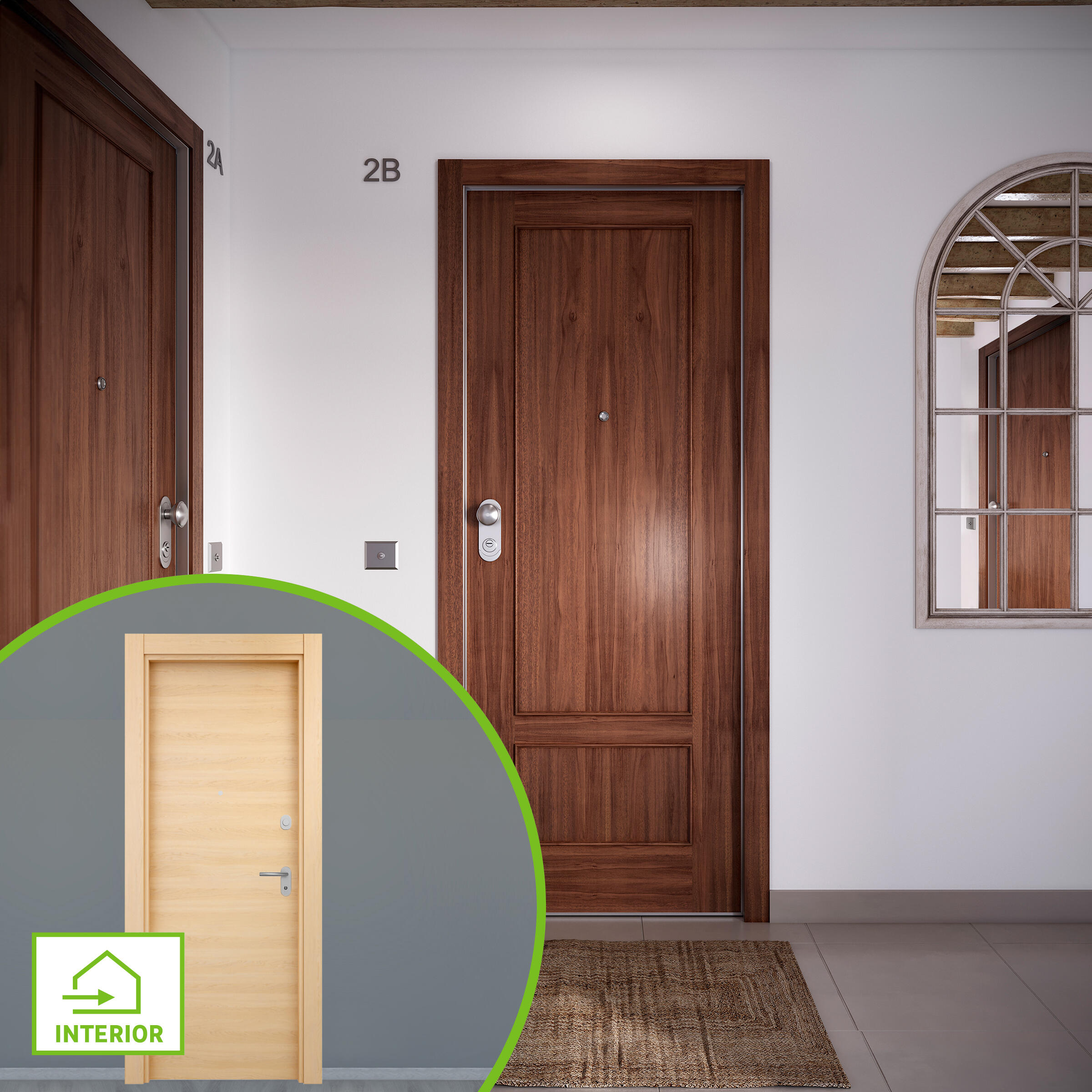 Puerta acorazada omega derecha 2 cuadros sapelly/oslo roble de 204x84 cm