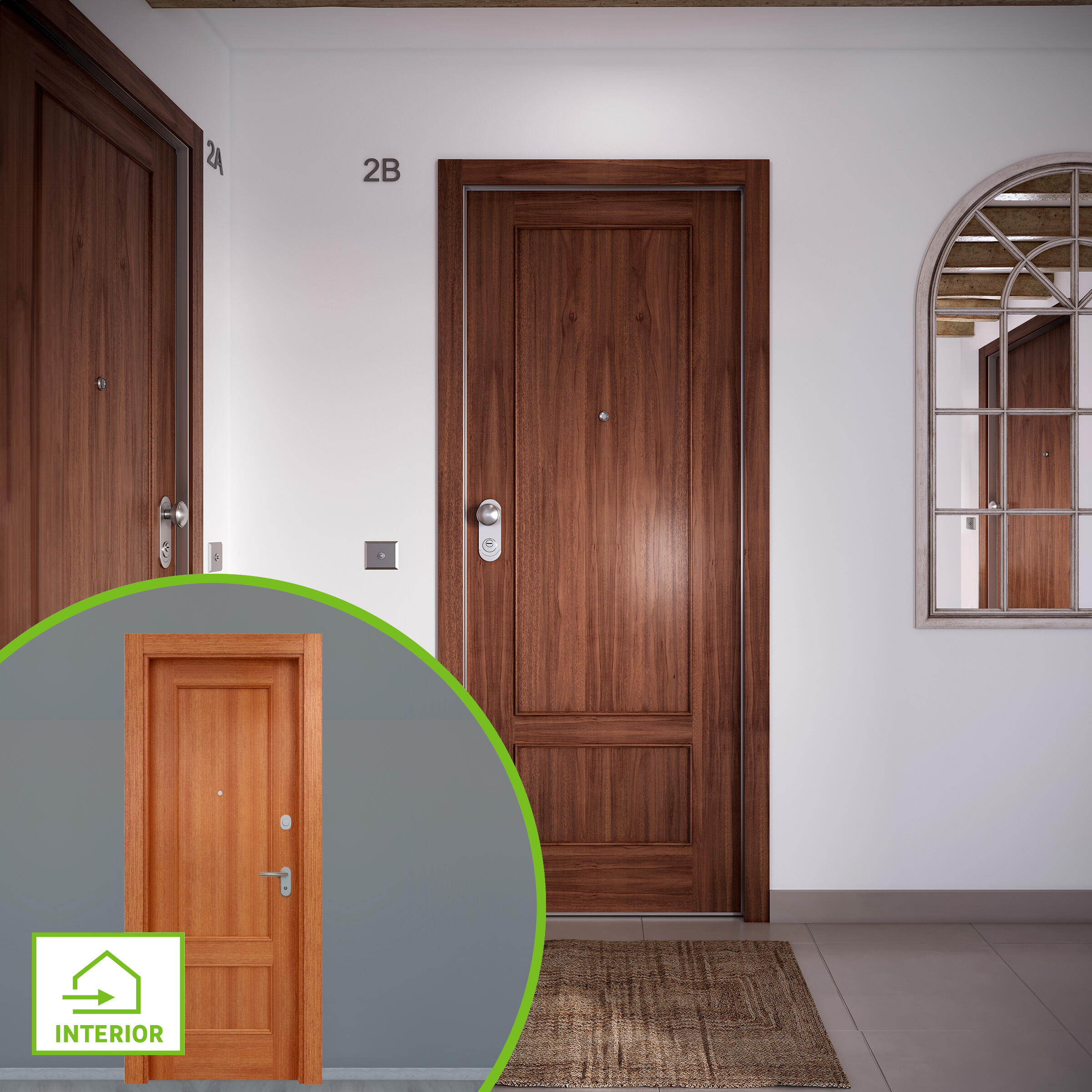 Puerta de entrada acorazada serie omega dos cuadros sapelly / interior atenas provenzal sapelly apertura derecha 204x84cm