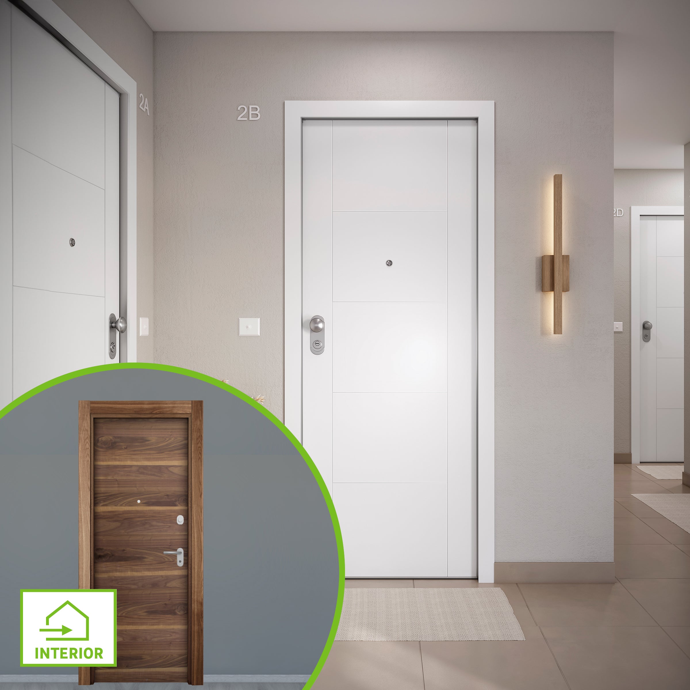 Puerta entrada acorazada omega noruega blanco/oboe derecha 204x84cm
