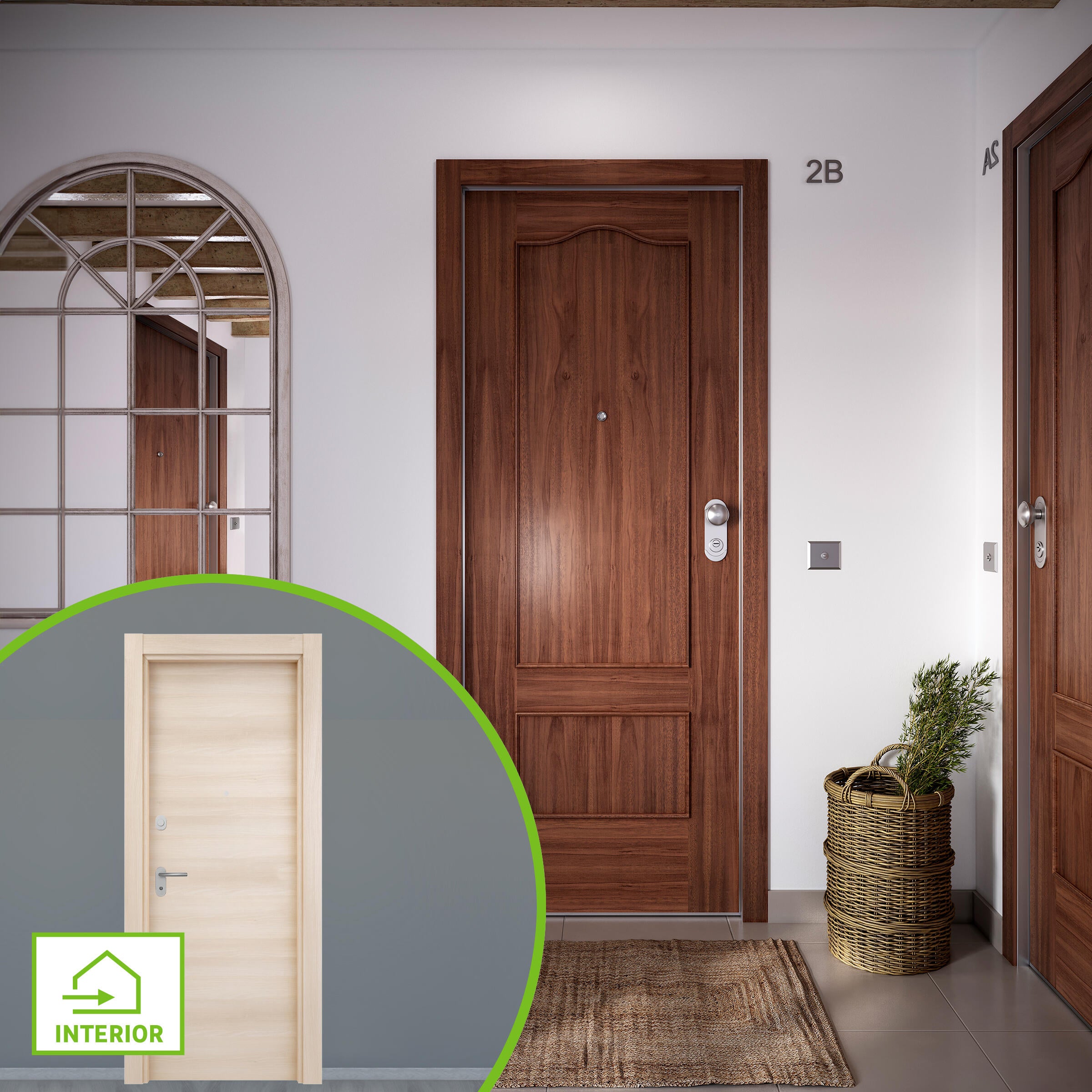 Puerta de entrada acorazada serie omega provenzal sapelly / interior oslo acacia liso acacia apertura izquierda 204x84cm