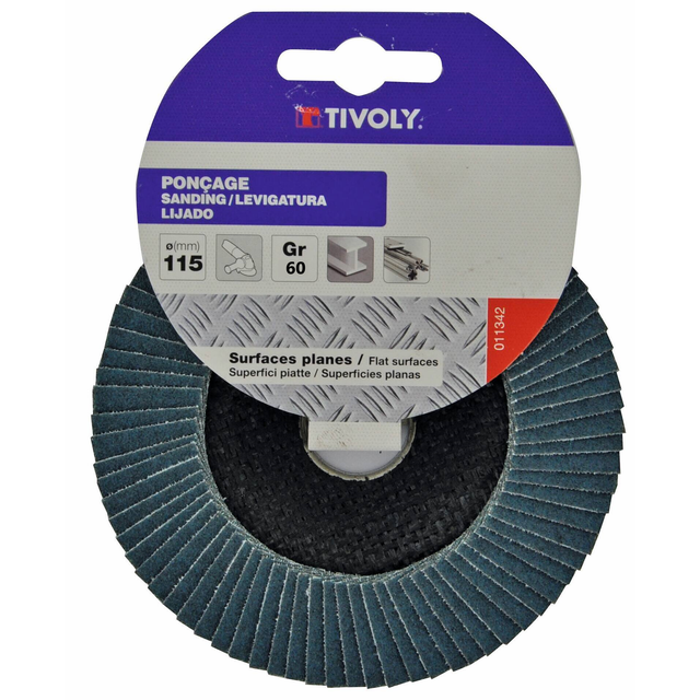 Disque à lamelles zirconium pour métal, Diam.115 mm grain 60 TIVOLY