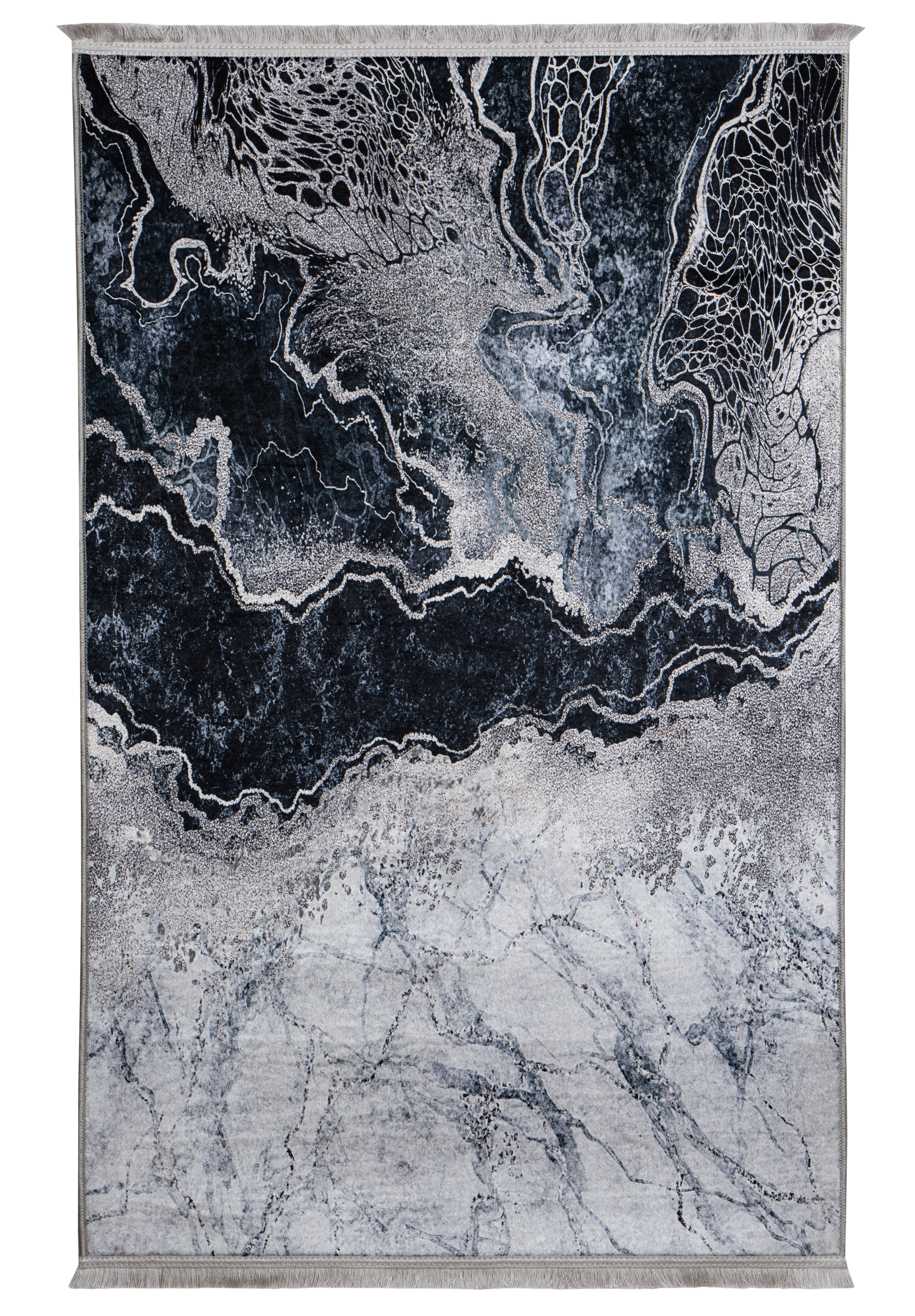 Dywan z frędzlami Ibar srebrny 160 x 230 cm