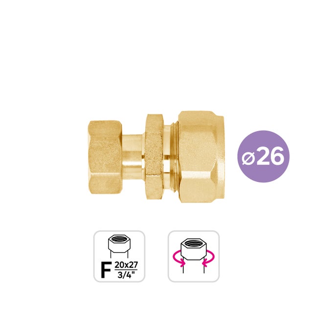 Raccord écrou-libre à compression multicouche ⌀ 26 F20x27 (3/4