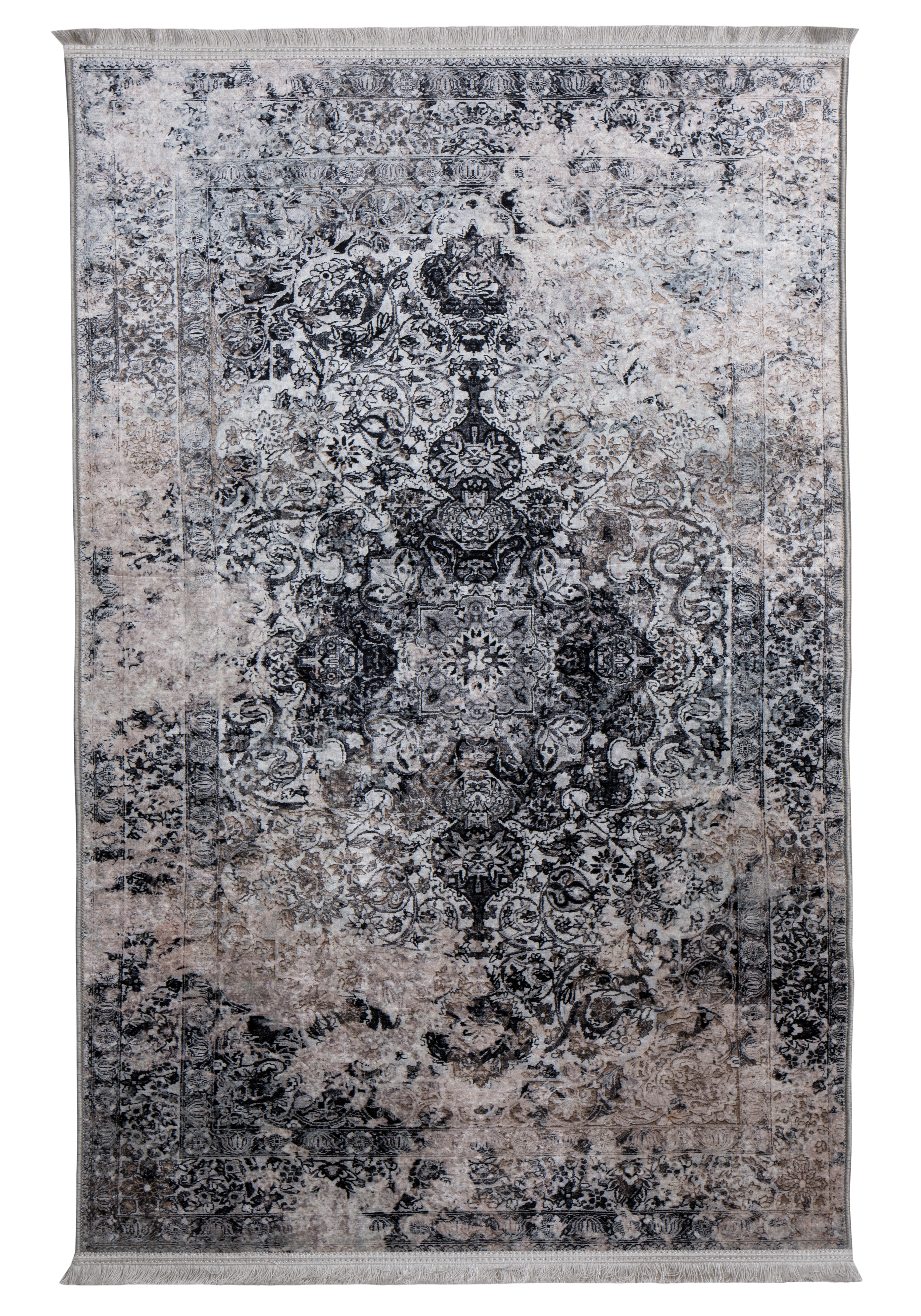 Dywan z frędzlami Fras przecierany szary 160 x 230 cm