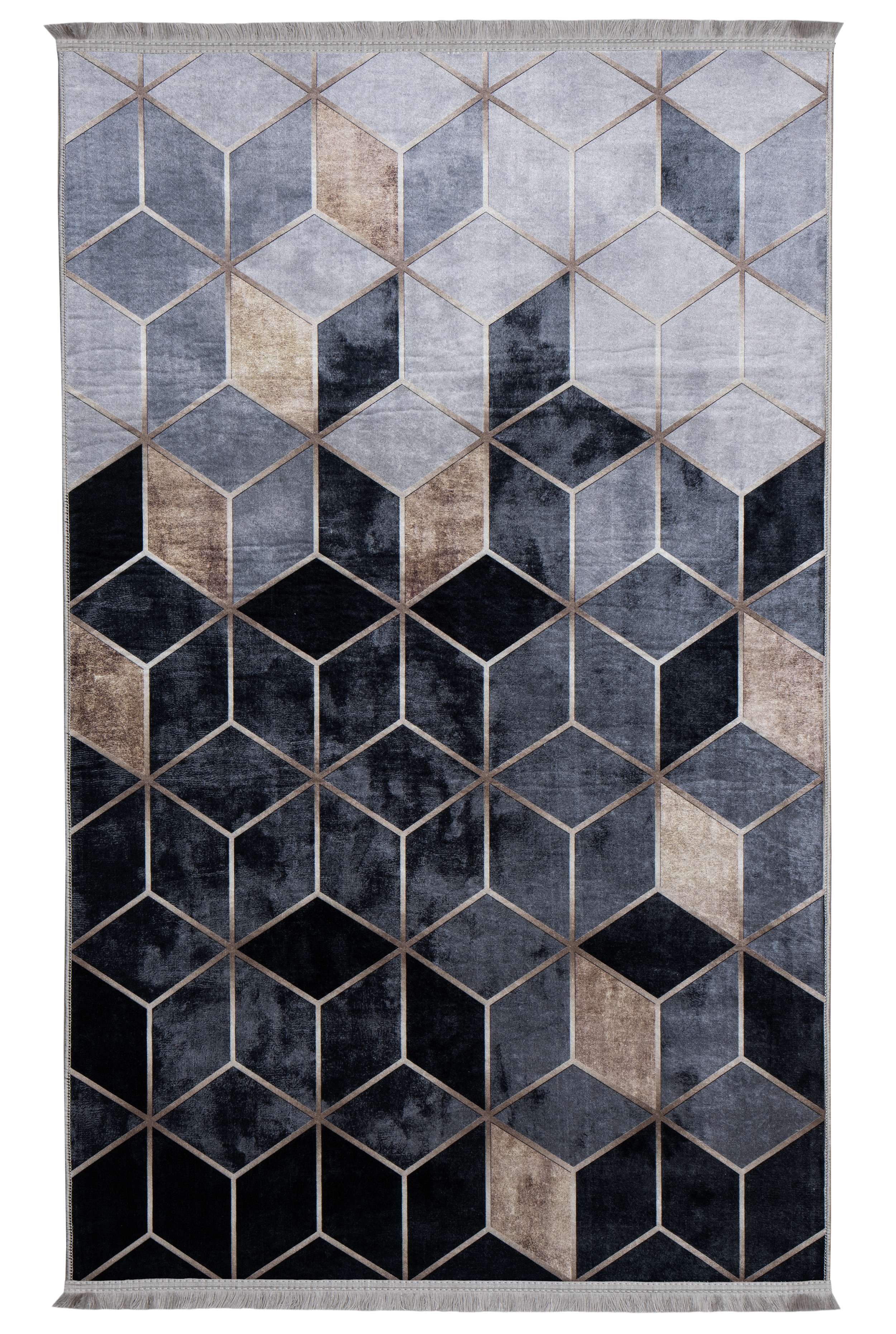 Dywan z frędzlami Arno geometryczny czarno-szary 160 x 230 cm