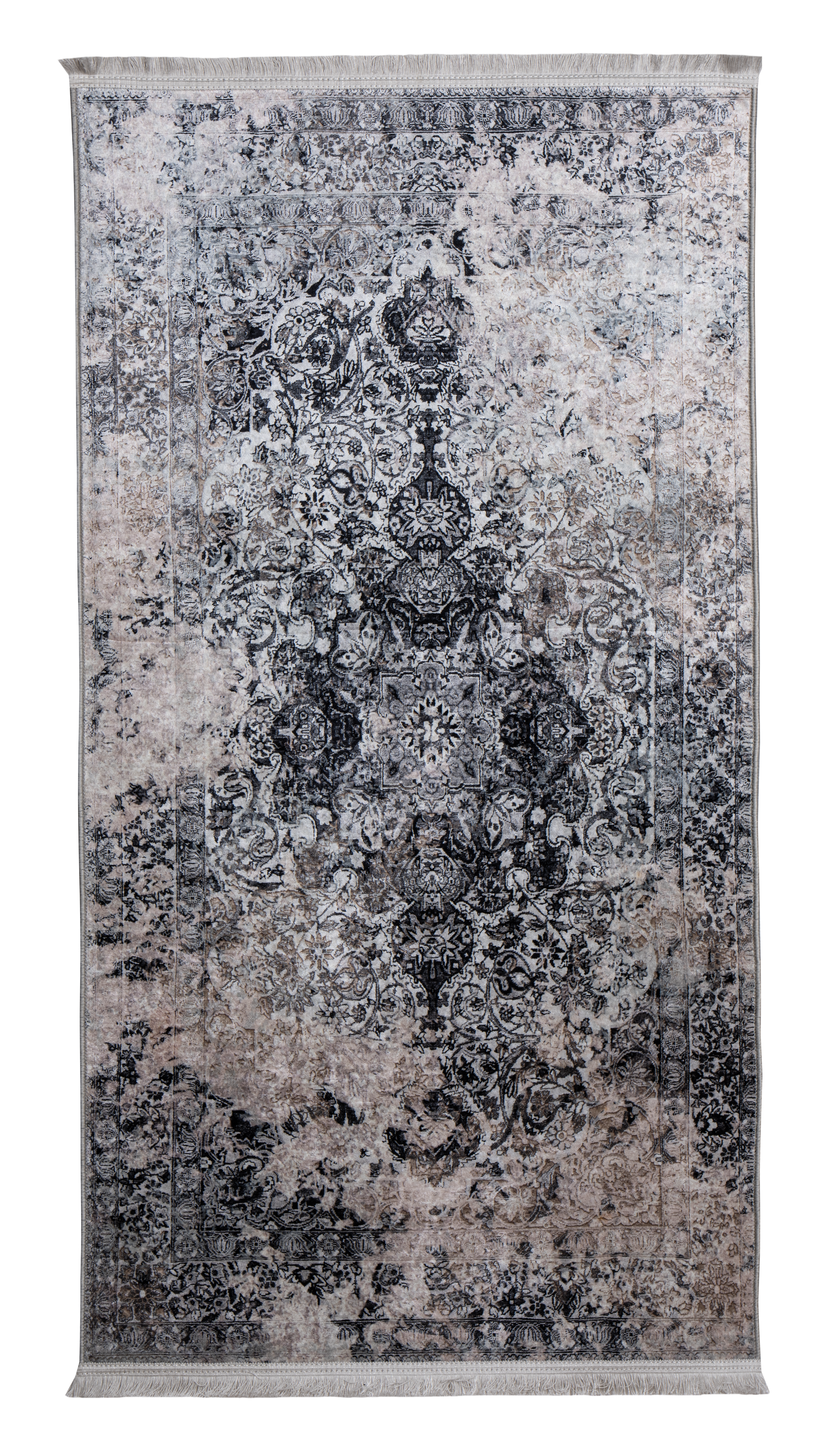 Dywan z frędzlami Fras przecierany szary 80 x 140 cm