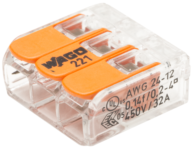 Borne automatique 3 pour rigide et souple WAGO