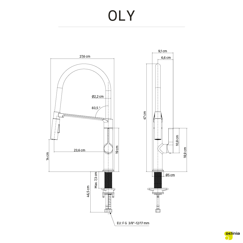 Mitigeur de cuisine avec douchette DELINIA Oly noir / chrome - 11