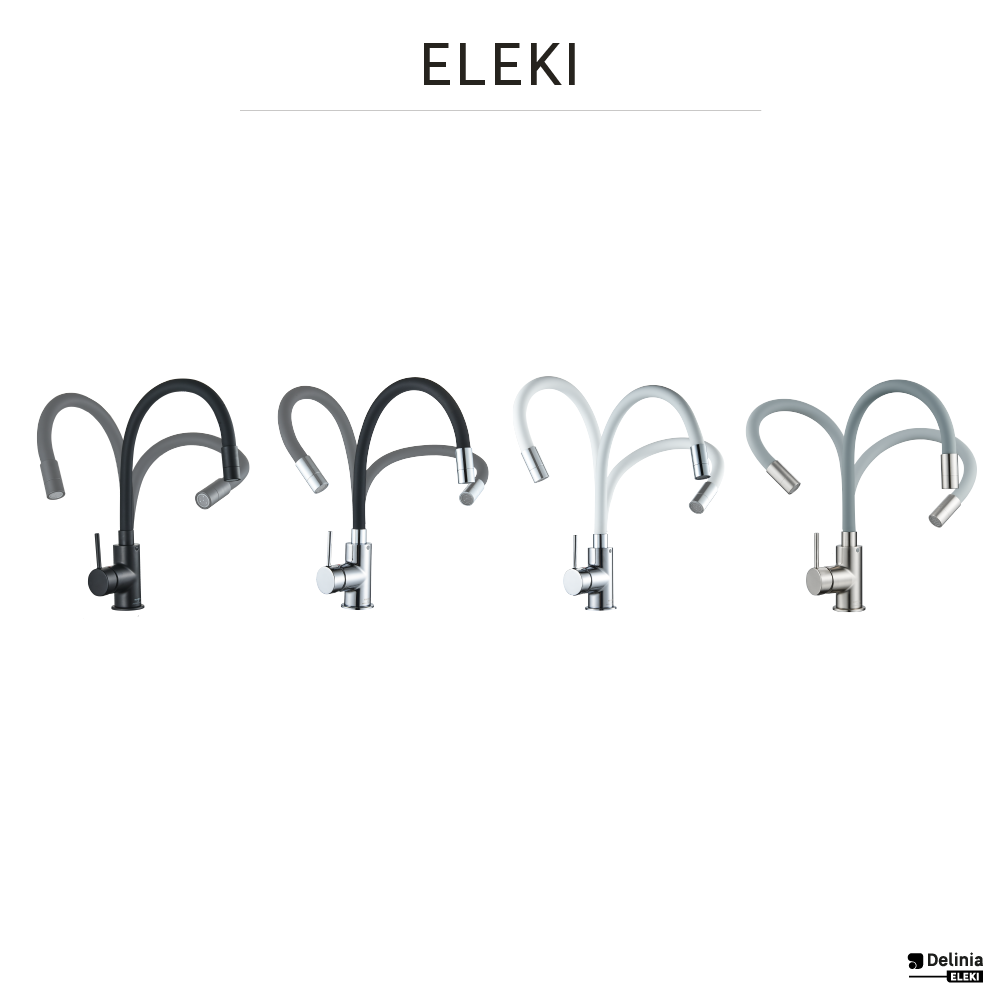 Robinet de cuisine avec bec flexible DELINIA Eleki noir - 2