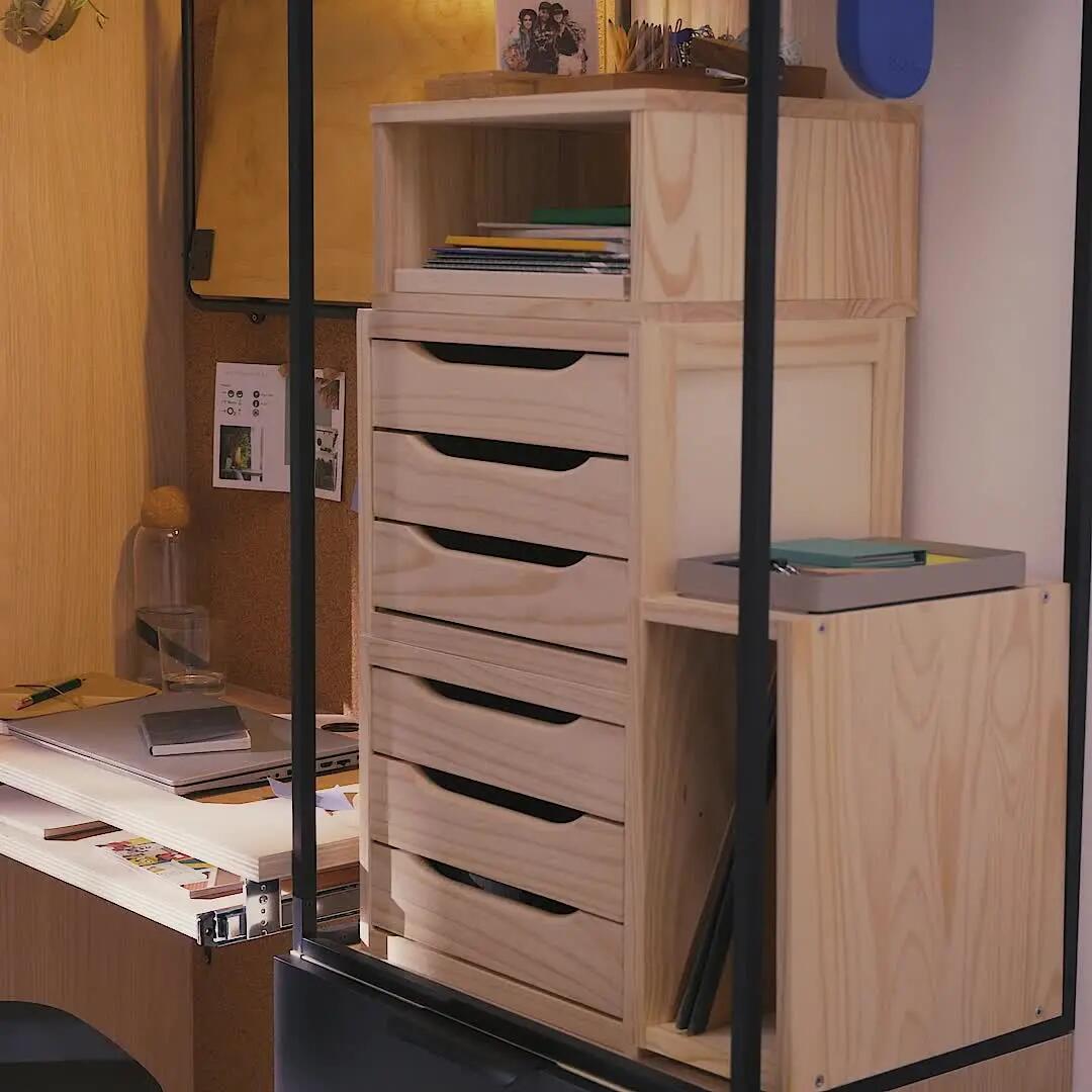 Cajonera de madera 30x39x30 cm con 3 cajones - 3