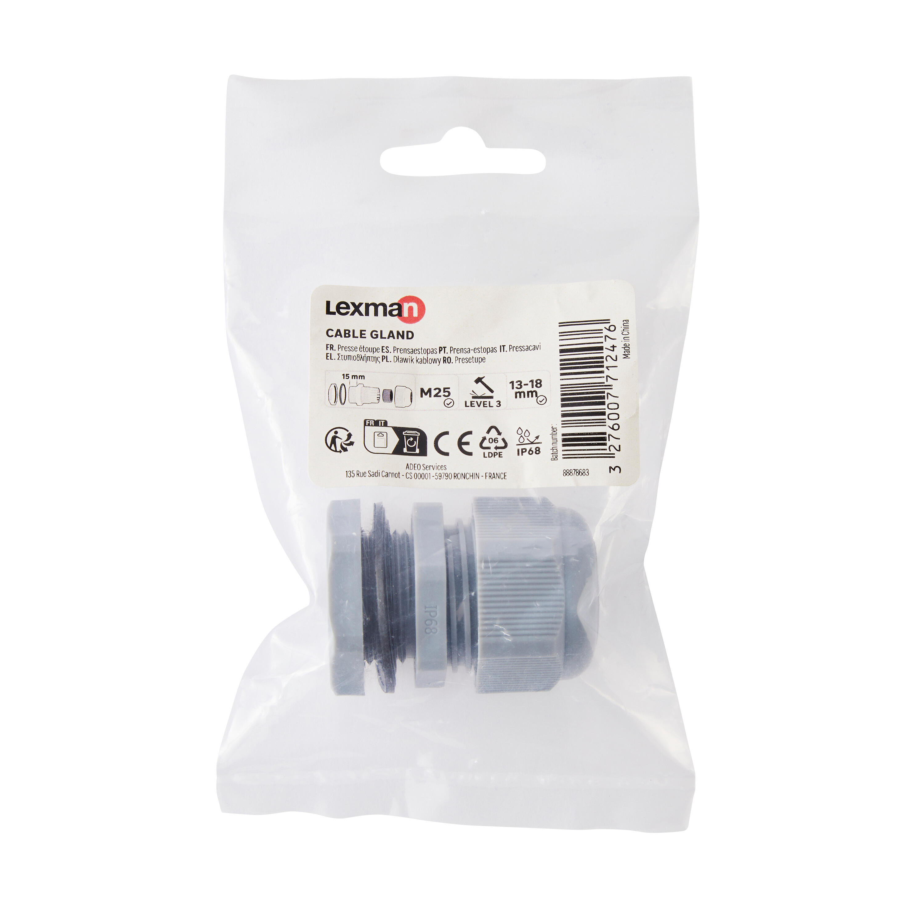 Prensa estopa 25 mm ip68 gris LEXMAN - 11