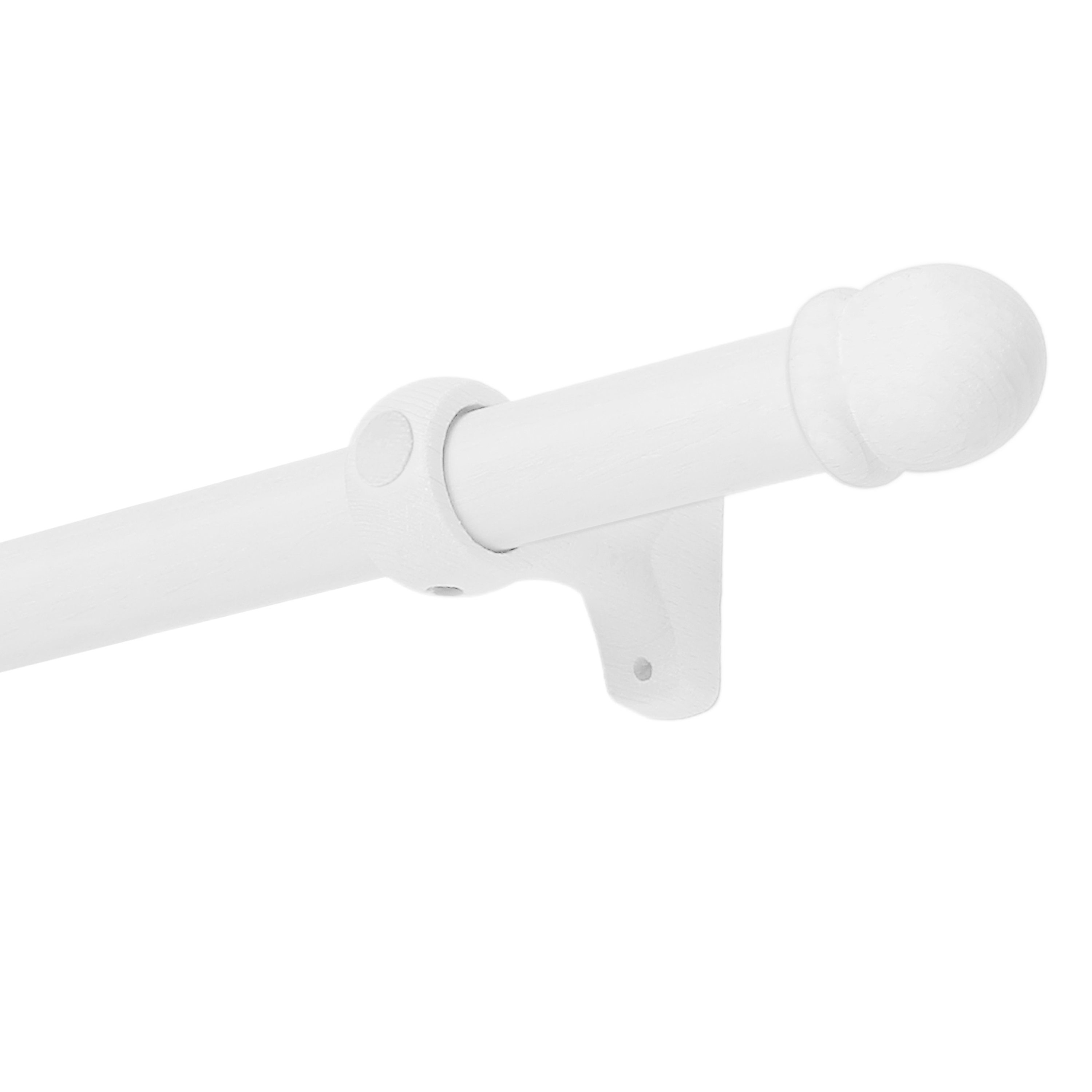 Kit barra de cortina madera alma 1.80 m d28 lacado blanco